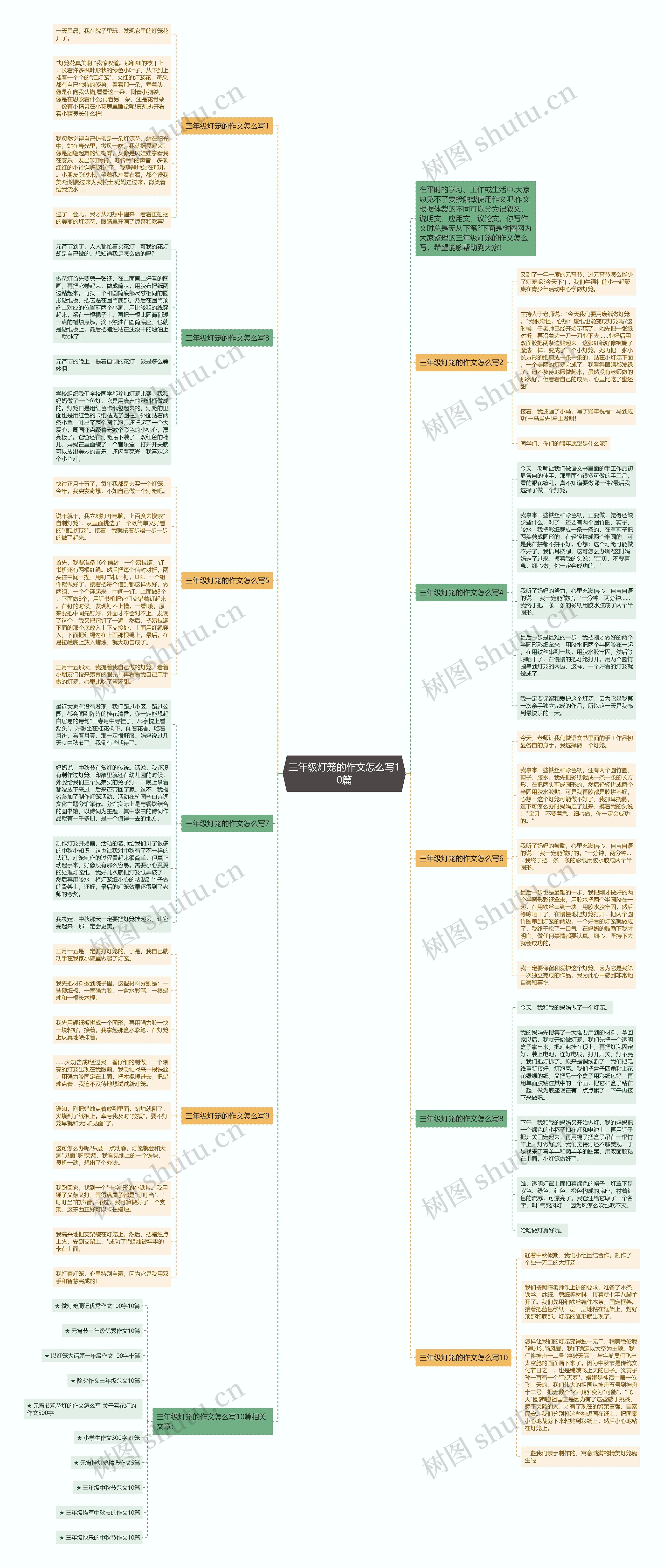 三年级灯笼的作文怎么写10篇思维导图