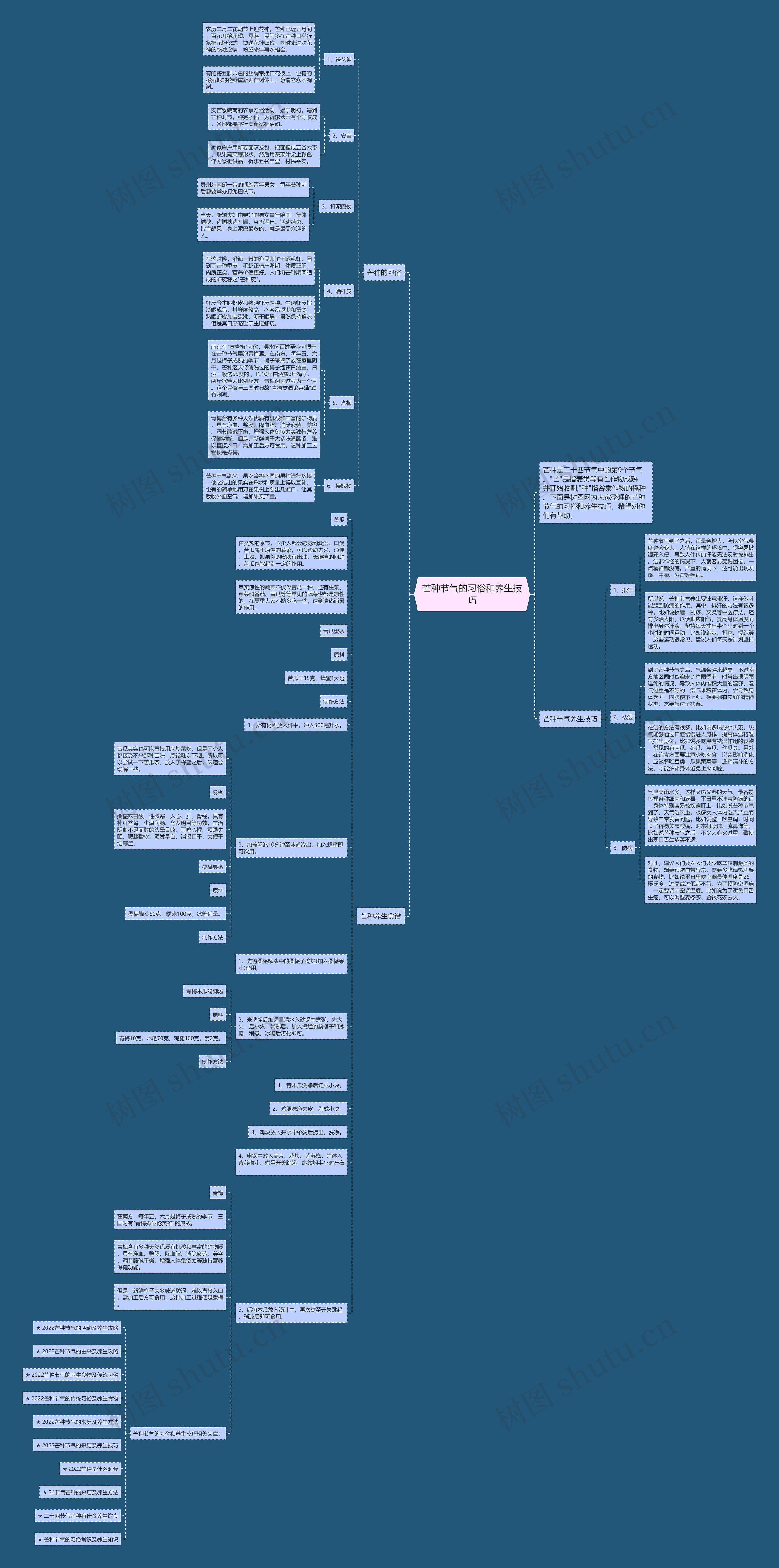 芒种节气的习俗和养生技巧思维导图