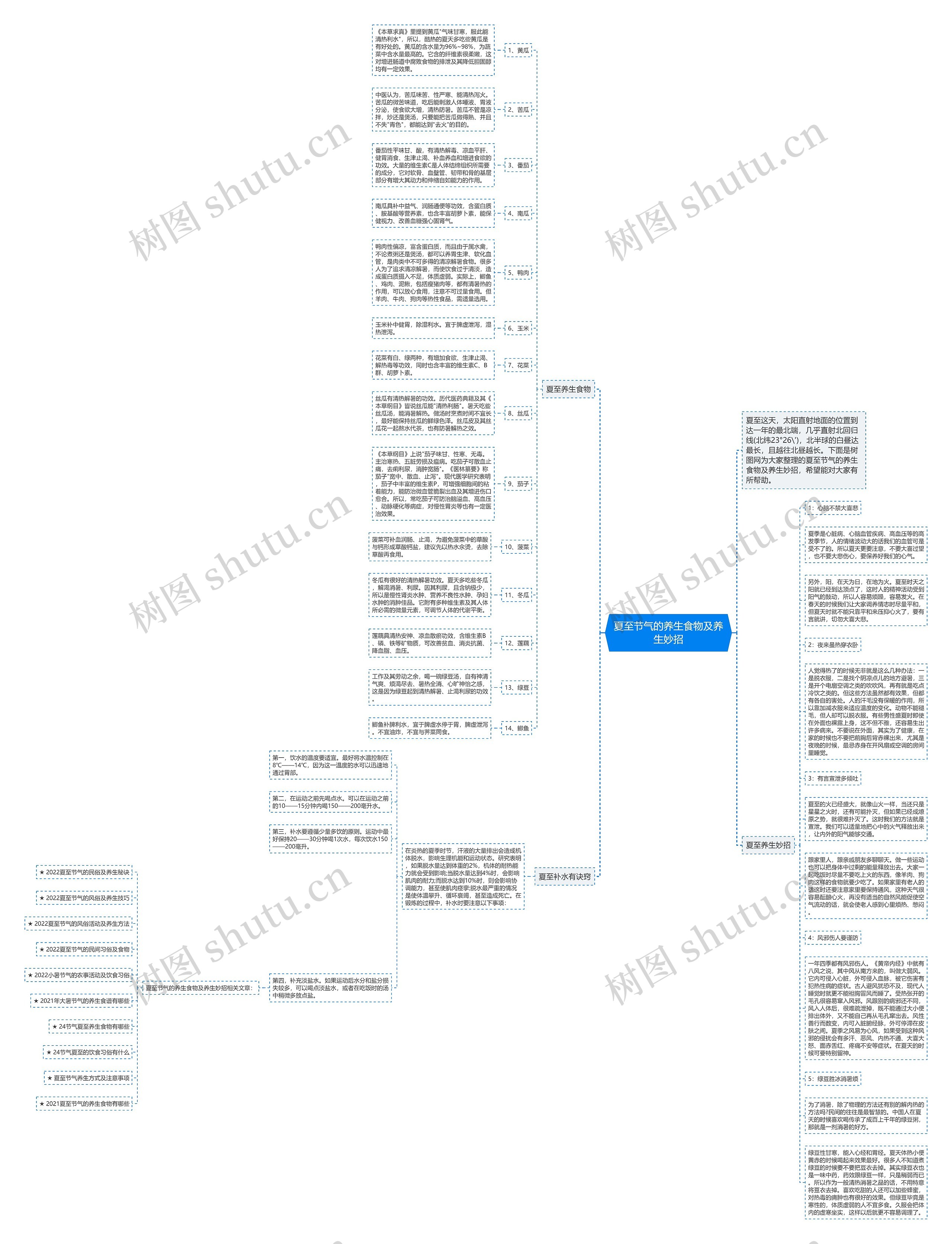 夏至节气的养生食物及养生妙招思维导图