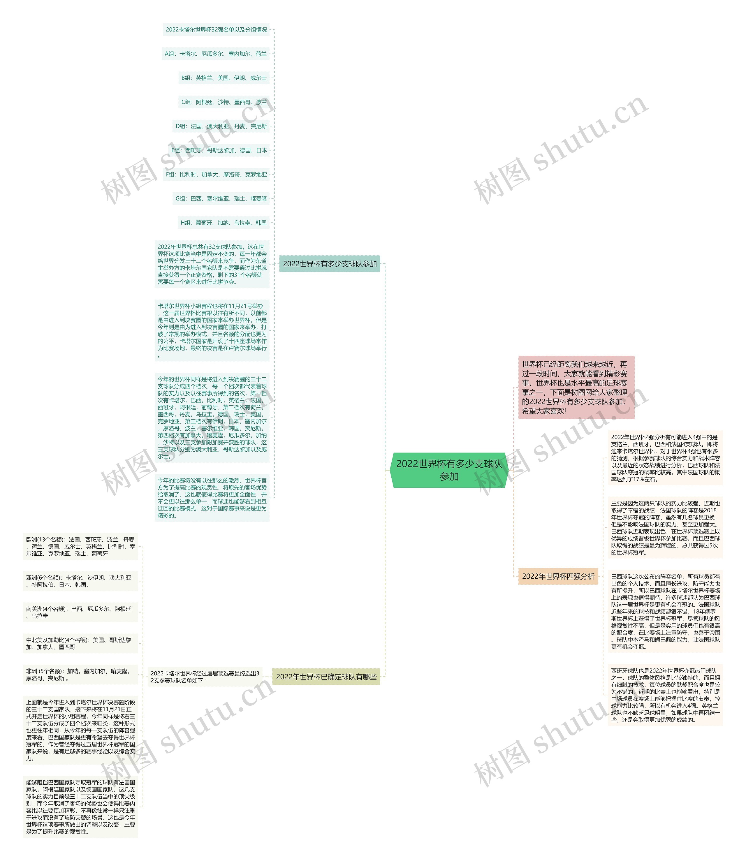 2022世界杯有多少支球队参加思维导图