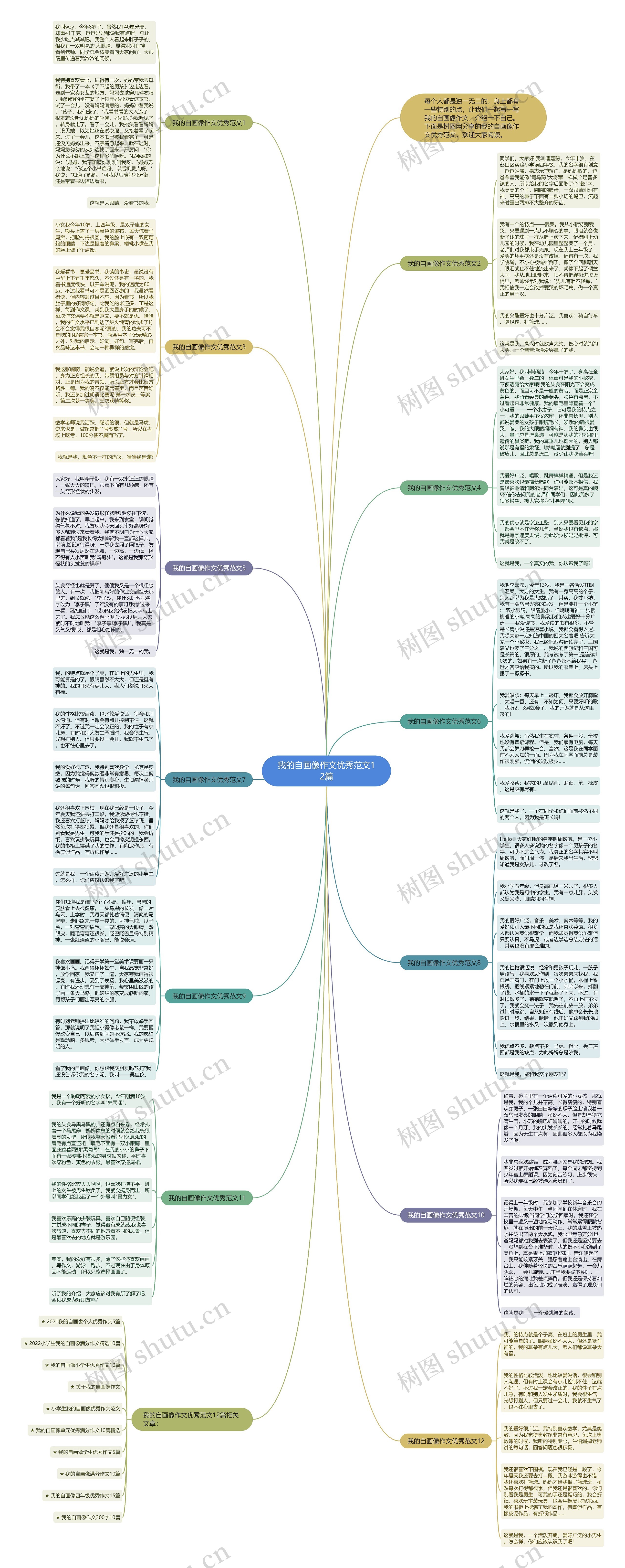 我的自画像作文优秀范文12篇思维导图