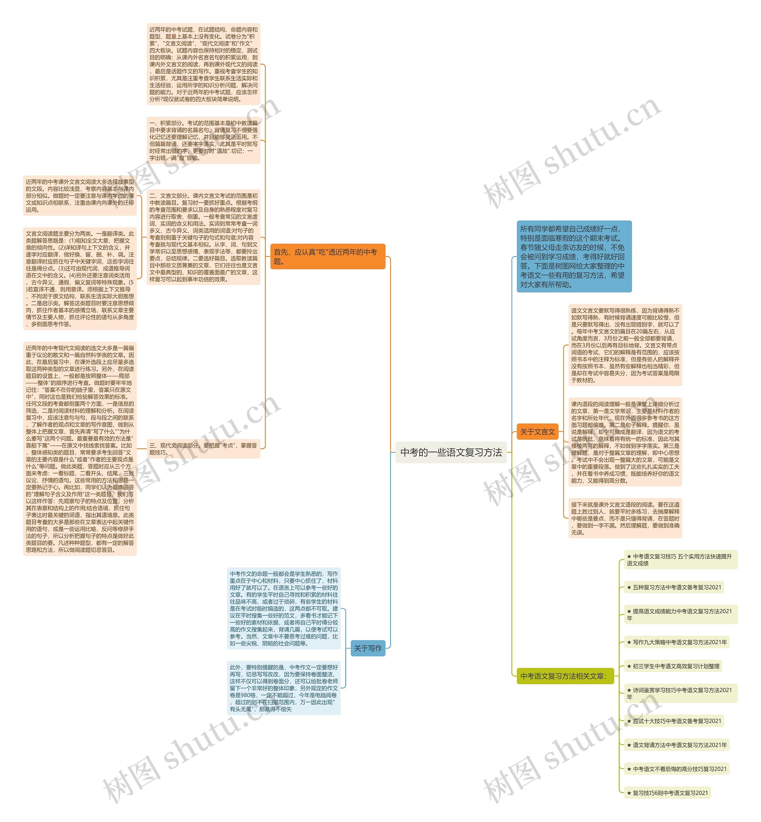 中考的一些语文复习方法思维导图