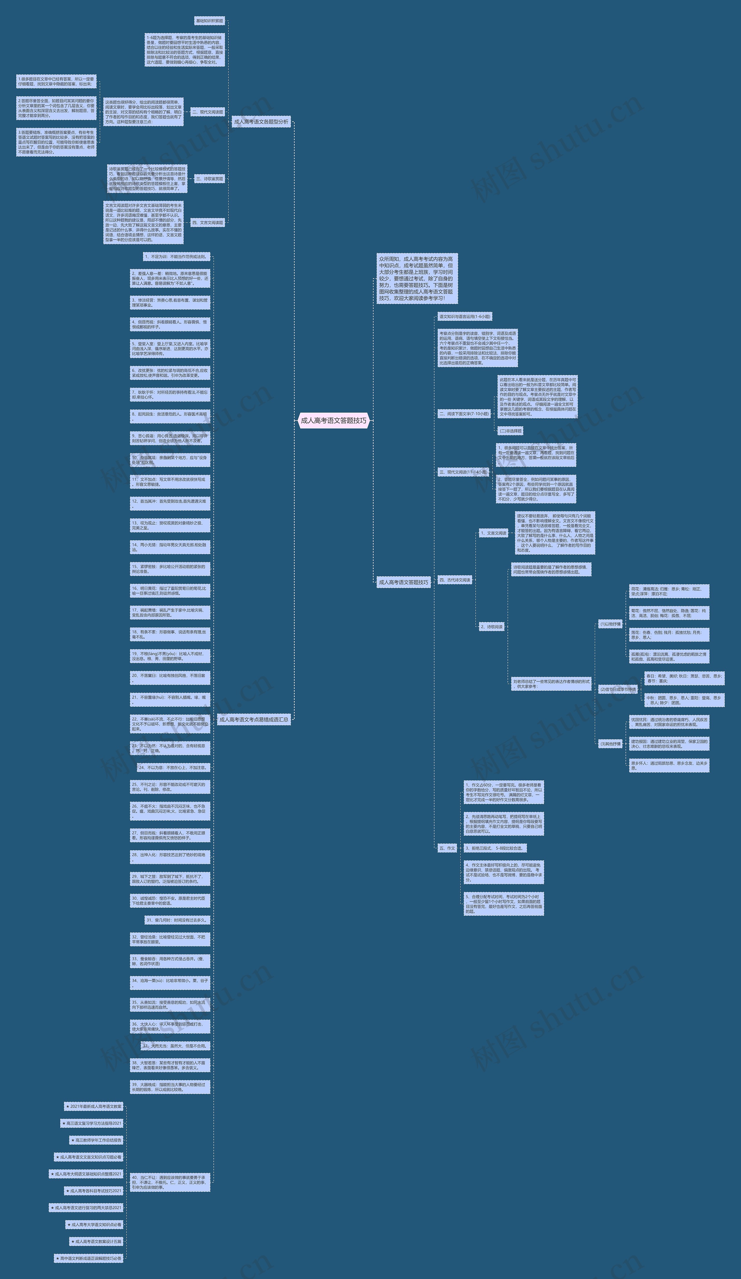 成人高考语文答题技巧思维导图