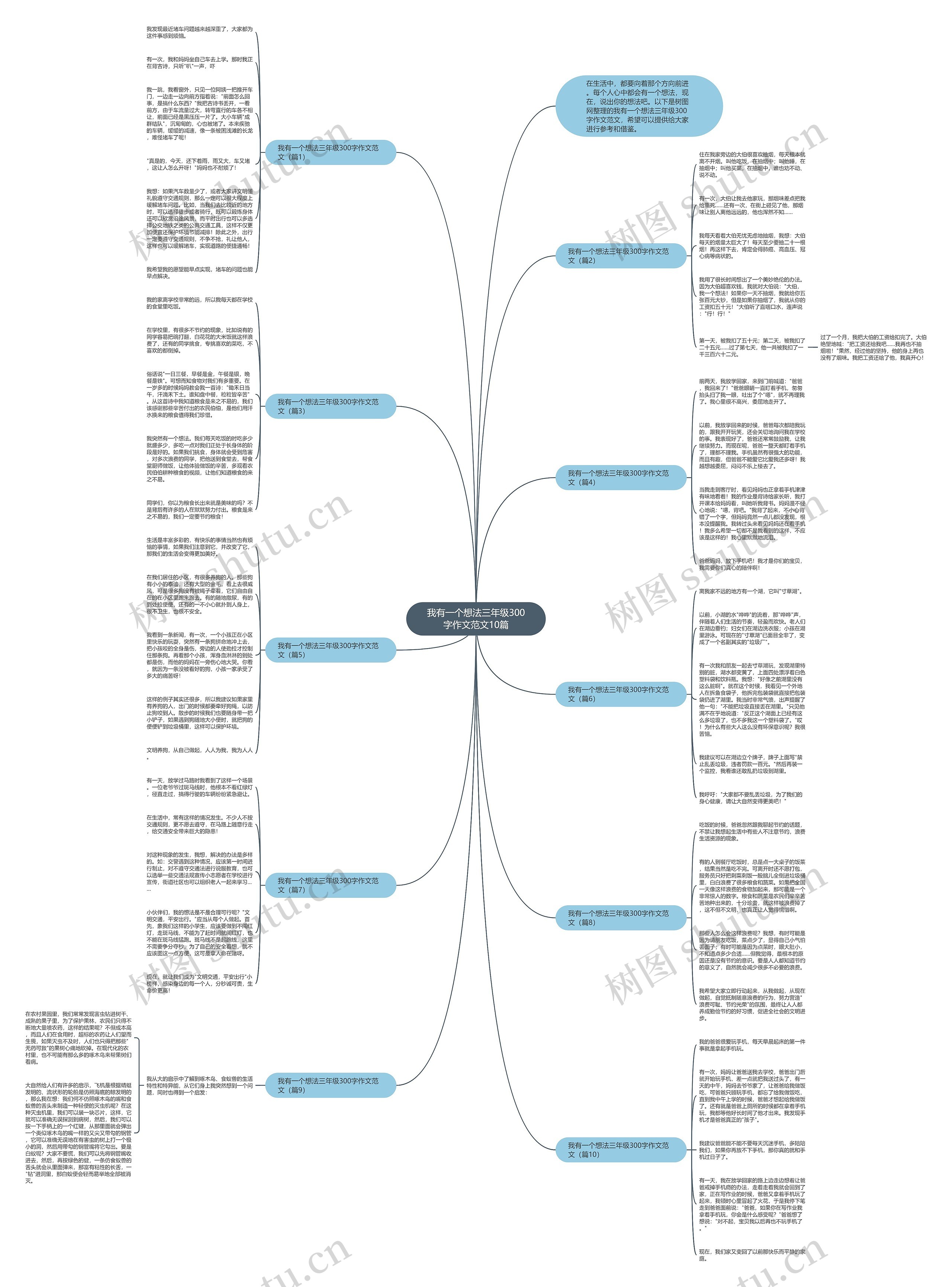 我有一个想法三年级300字作文范文10篇思维导图