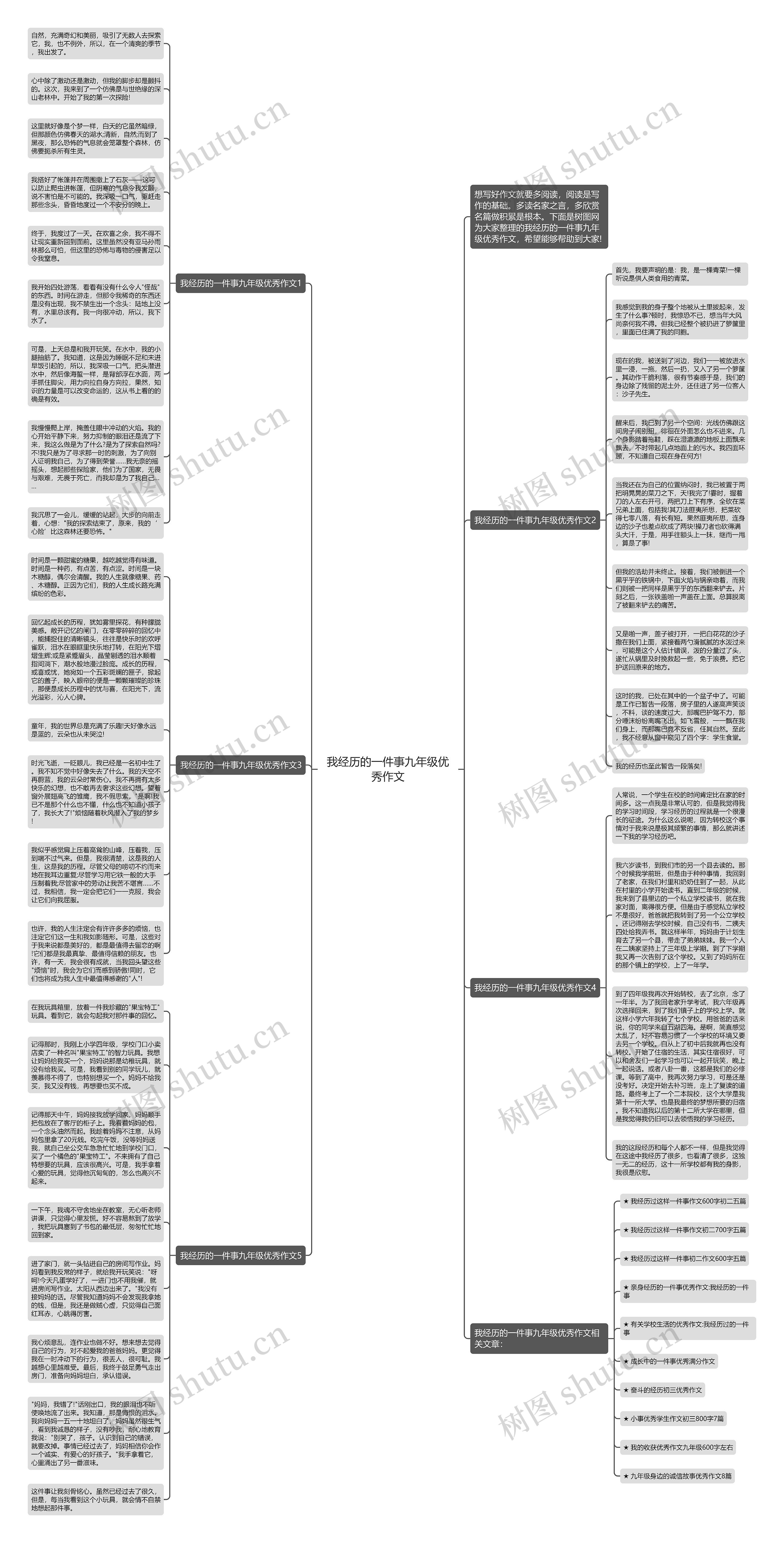 我经历的一件事九年级优秀作文思维导图