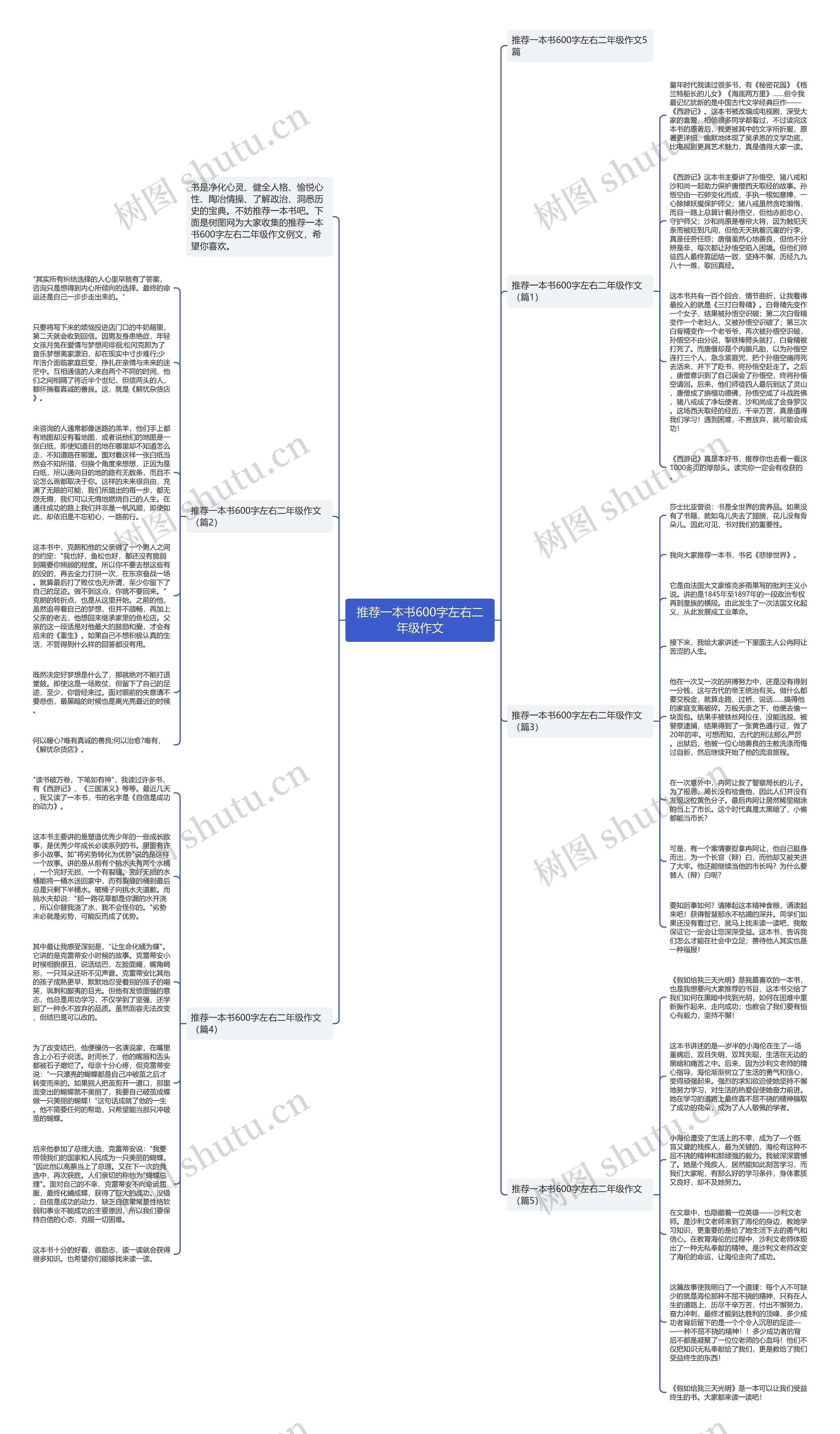 推荐一本书600字左右二年级作文思维导图