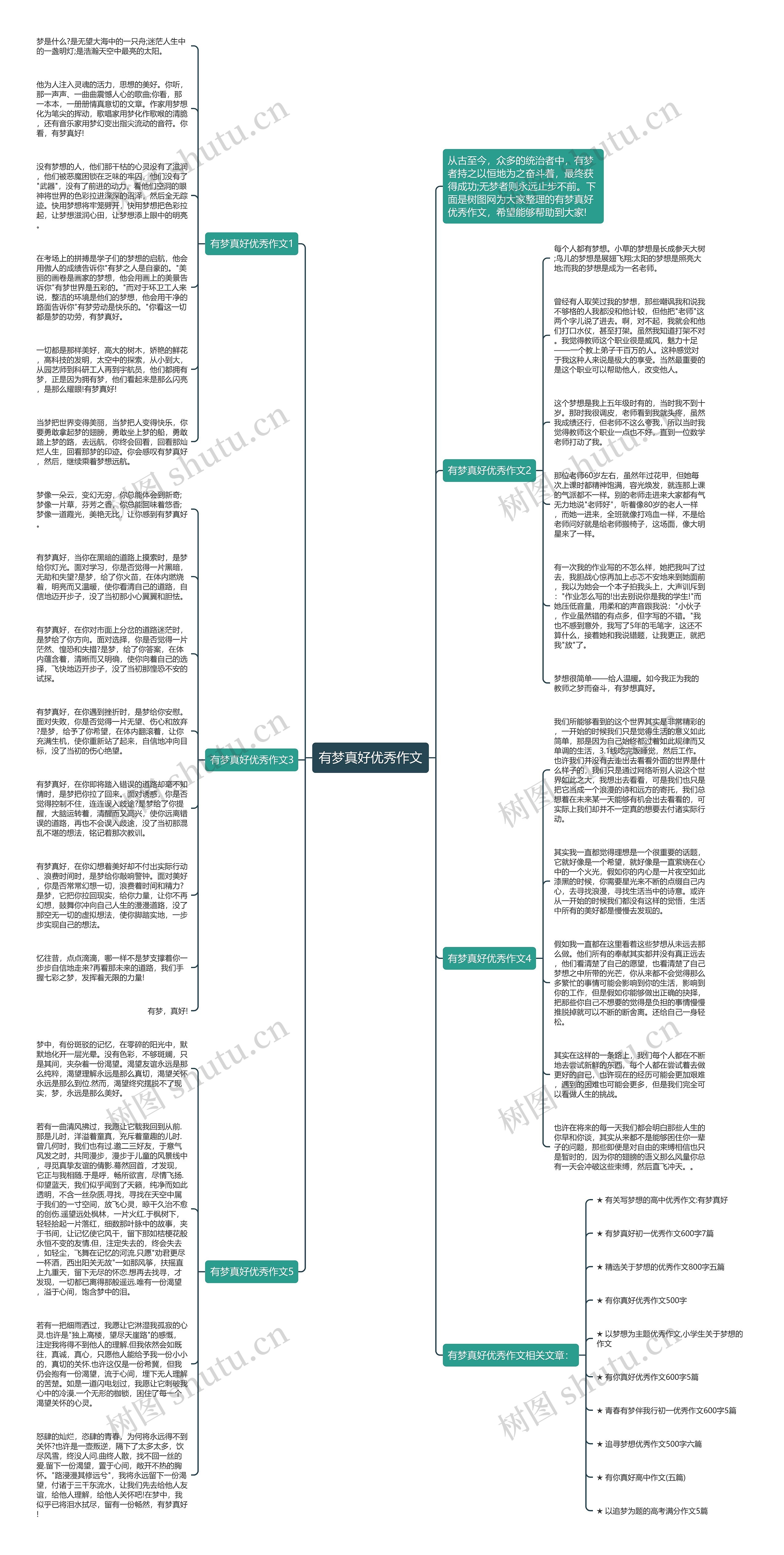 有梦真好优秀作文思维导图