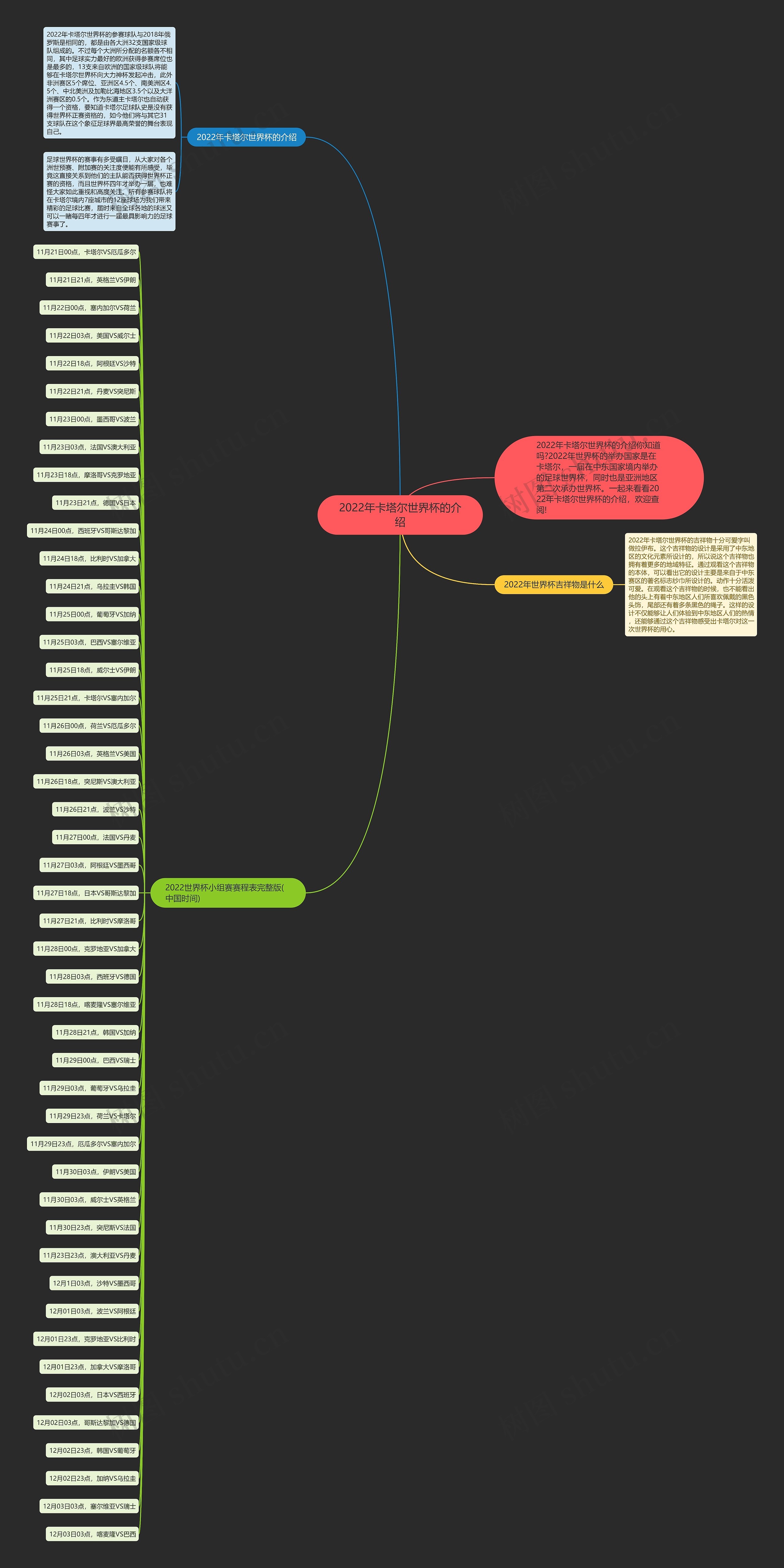 2022年卡塔尔世界杯的介绍思维导图