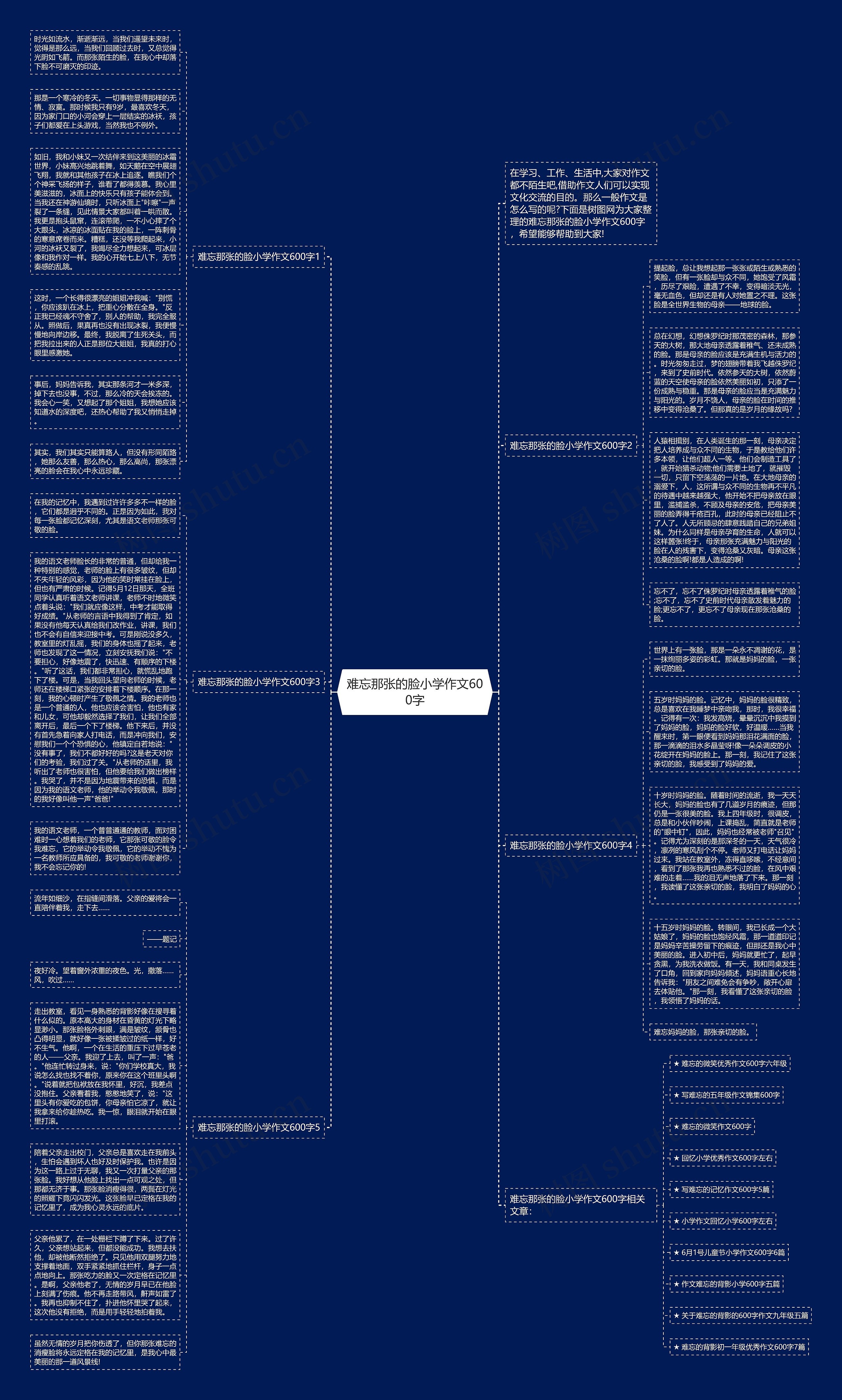 难忘那张的脸小学作文600字思维导图