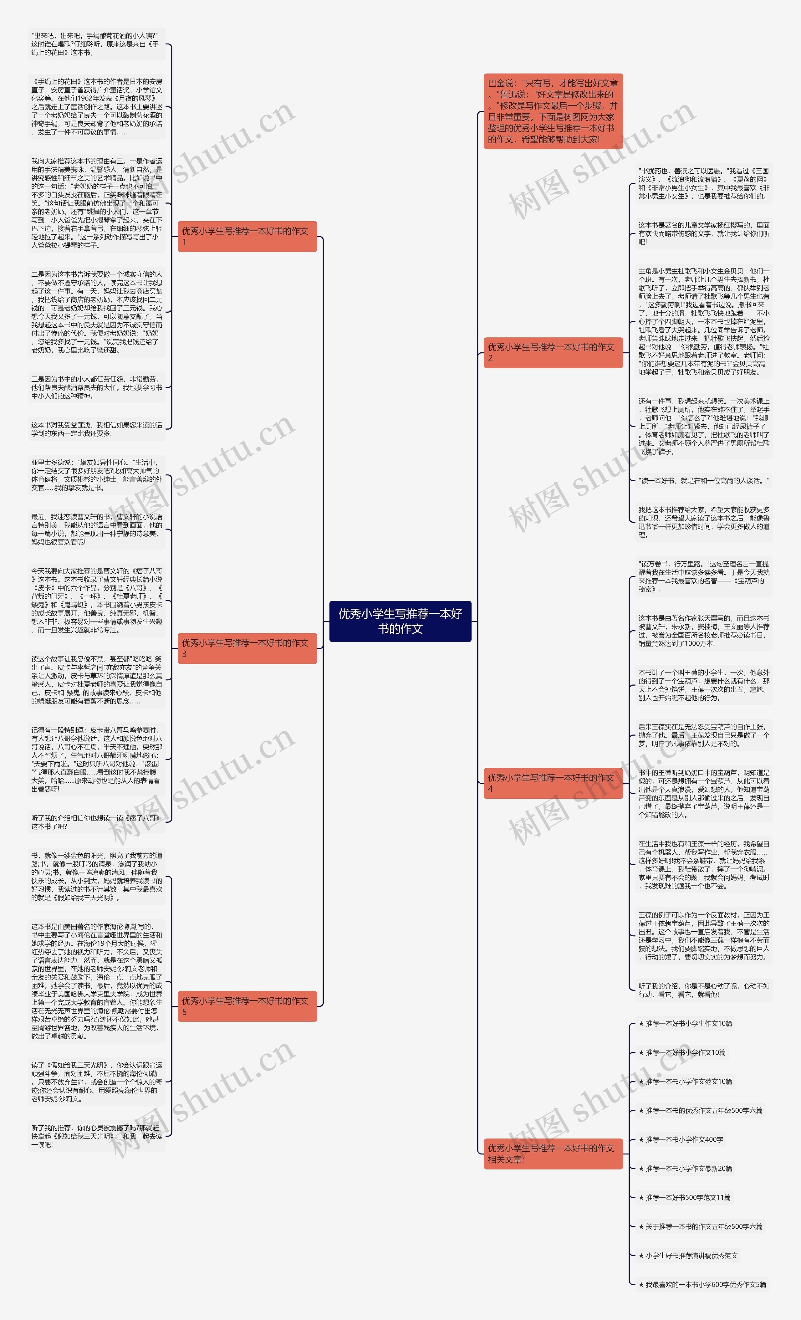 优秀小学生写推荐一本好书的作文思维导图