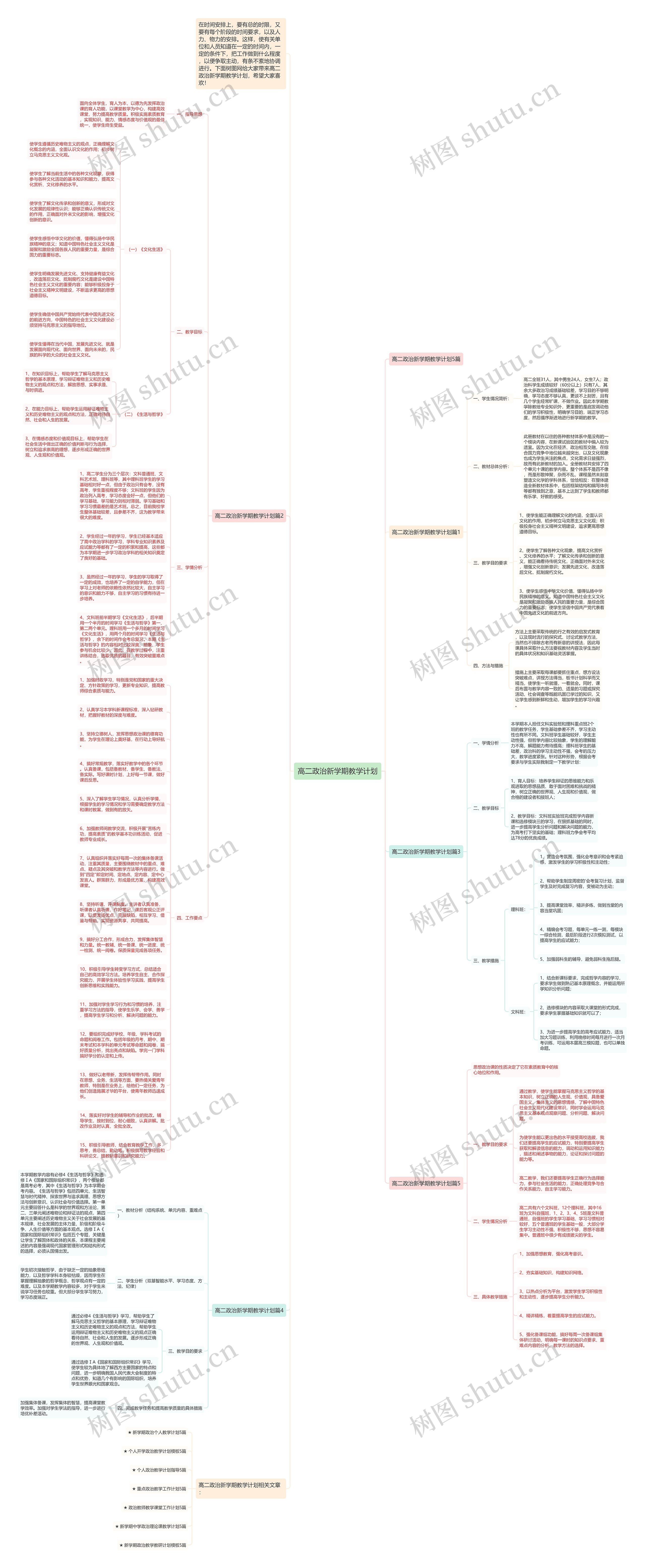 高二政治新学期教学计划思维导图
