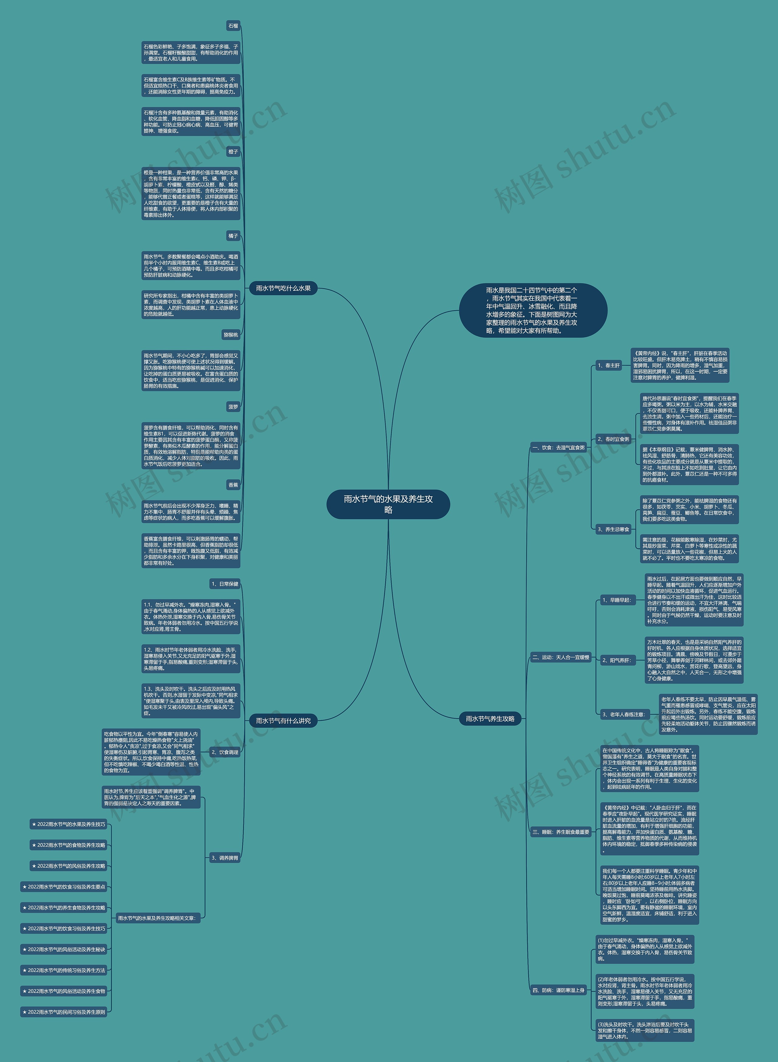 雨水节气的水果及养生攻略思维导图