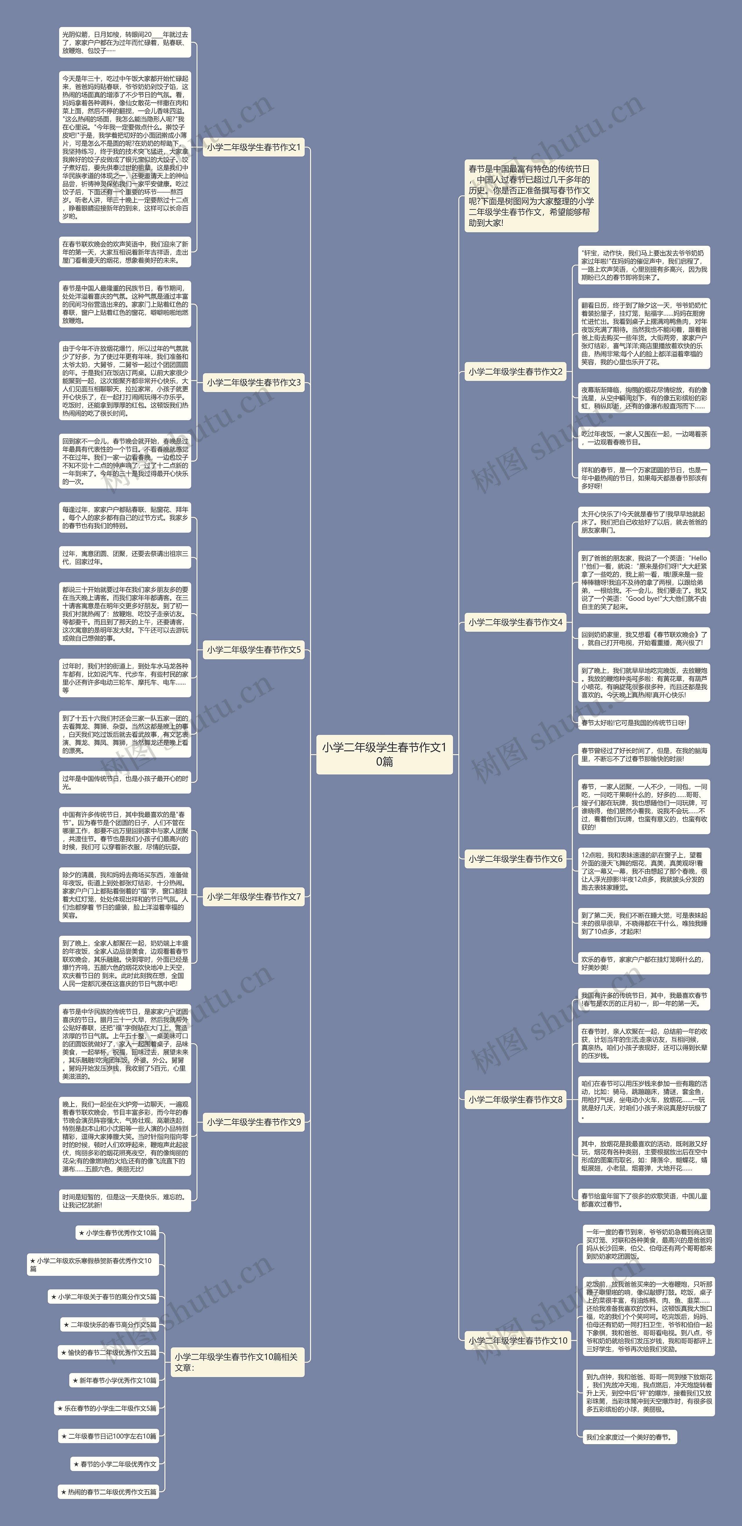 小学二年级学生春节作文10篇思维导图