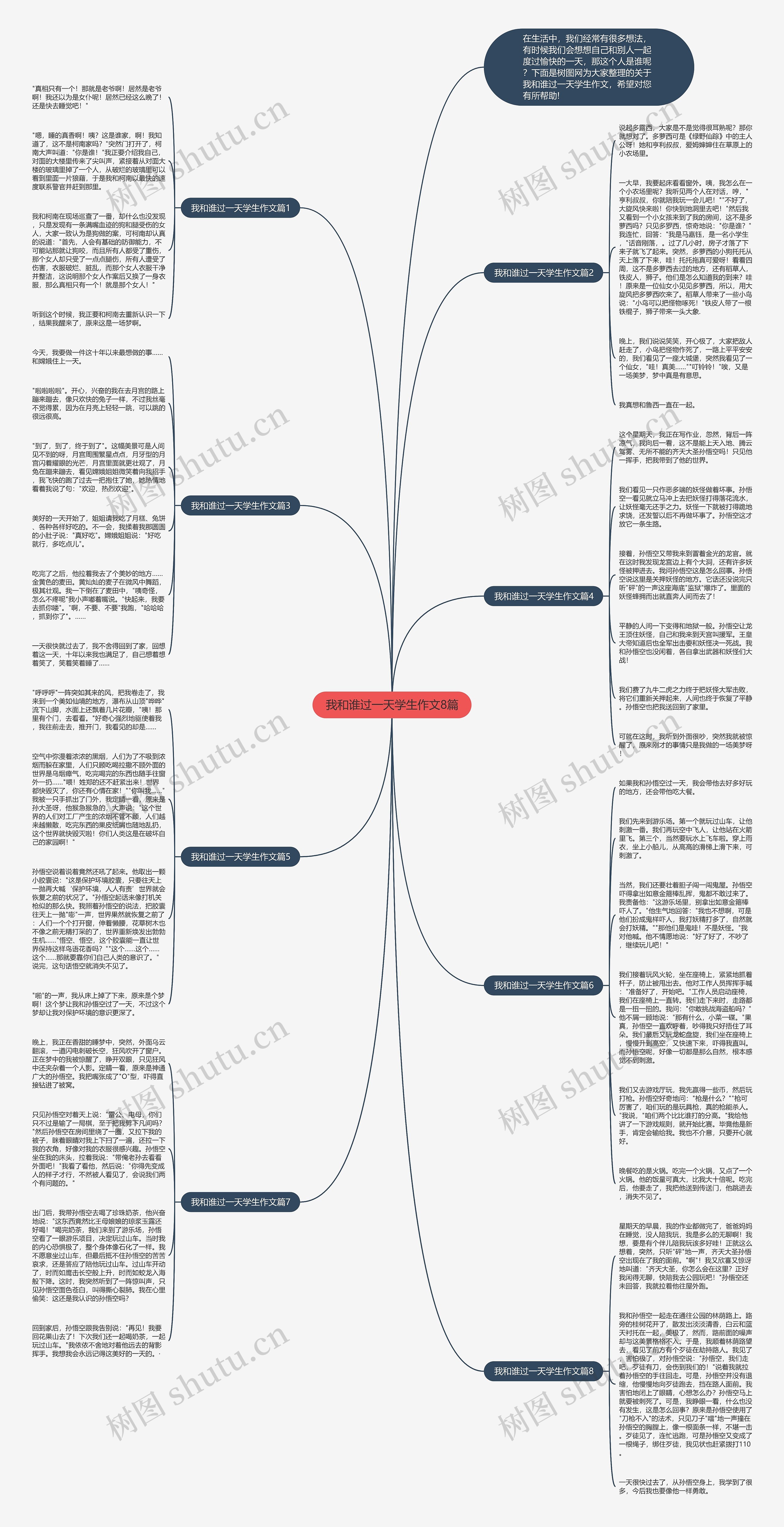 我和谁过一天学生作文8篇思维导图
