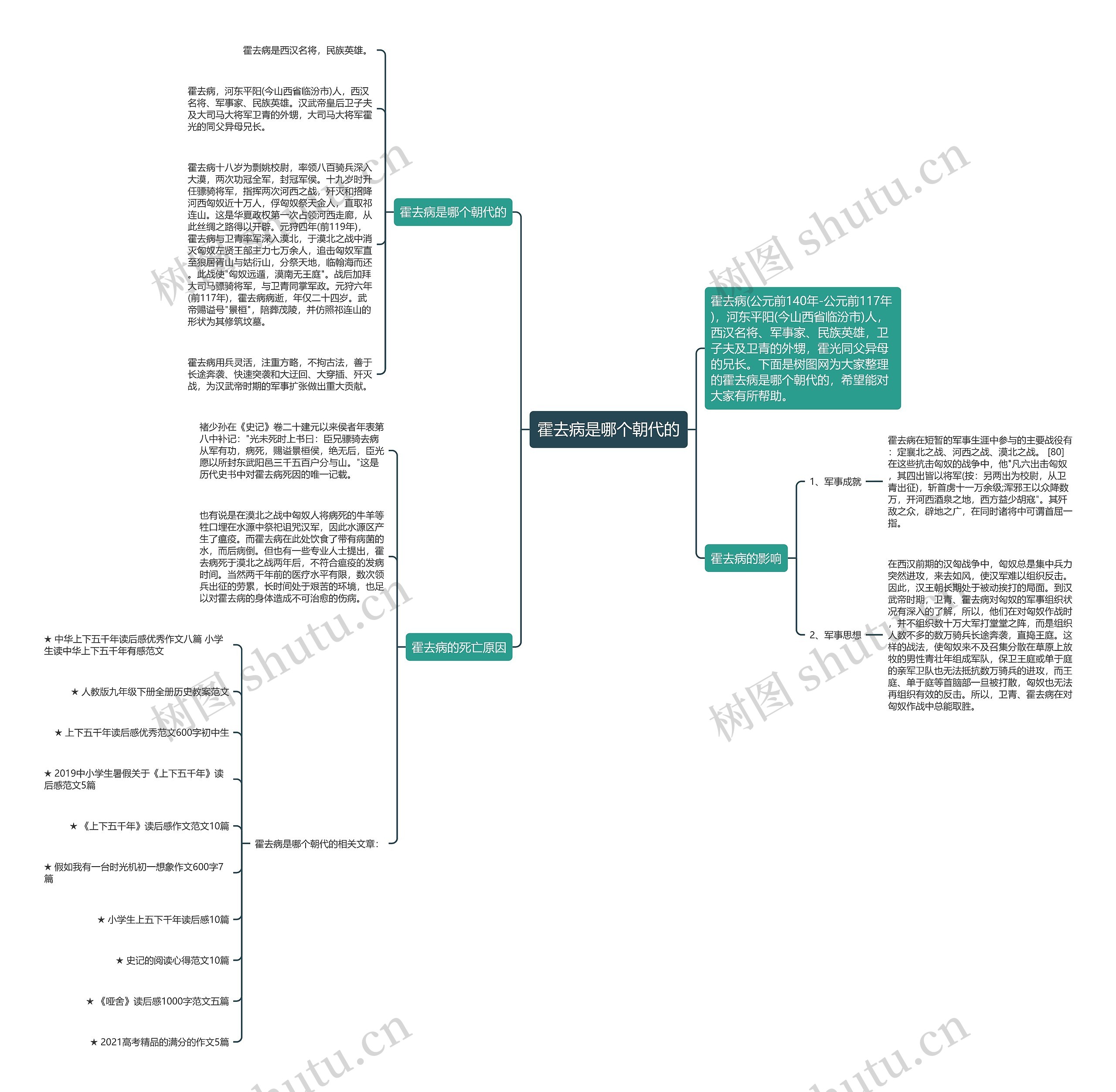 霍去病是哪个朝代的思维导图