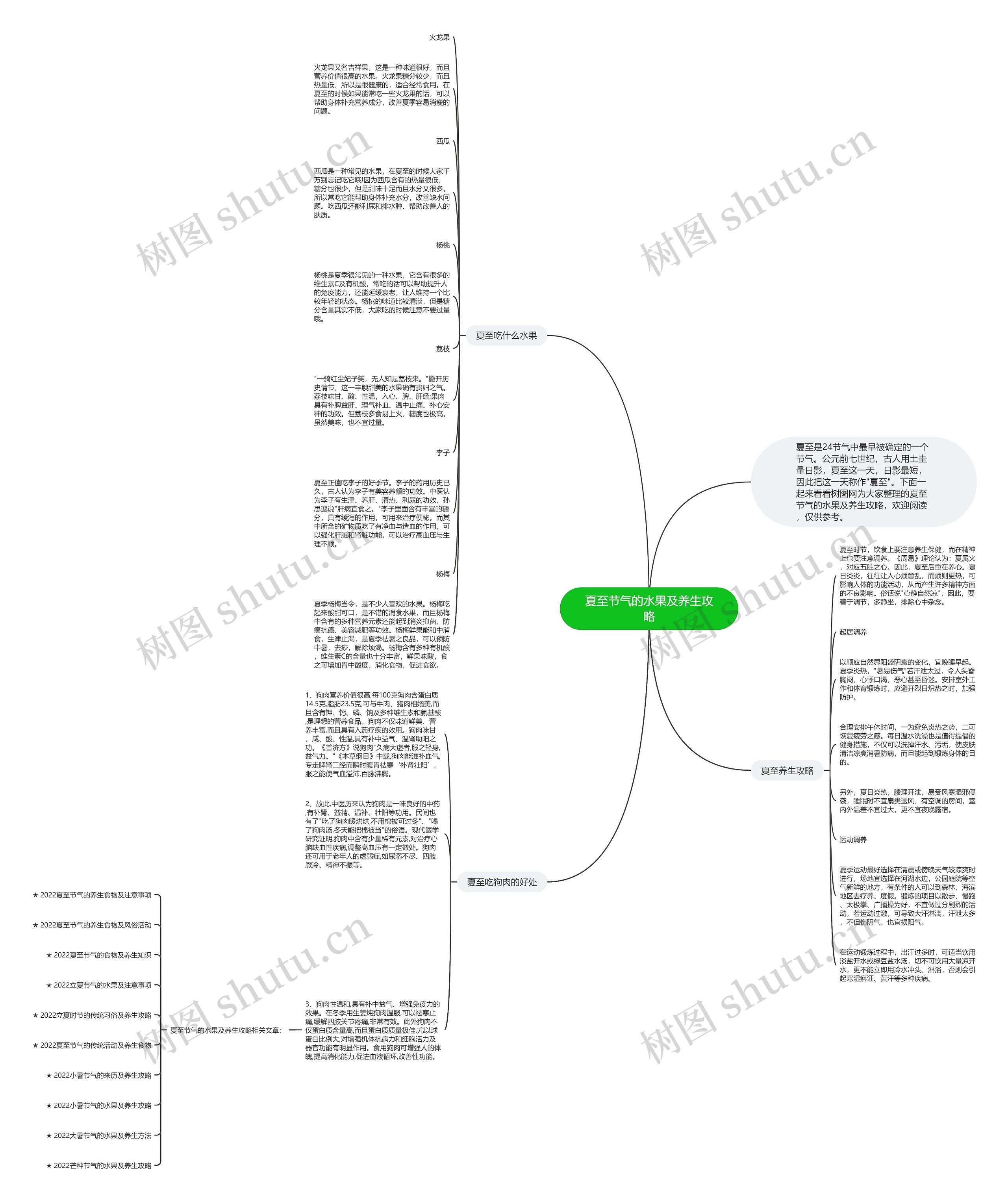 夏至节气的水果及养生攻略思维导图