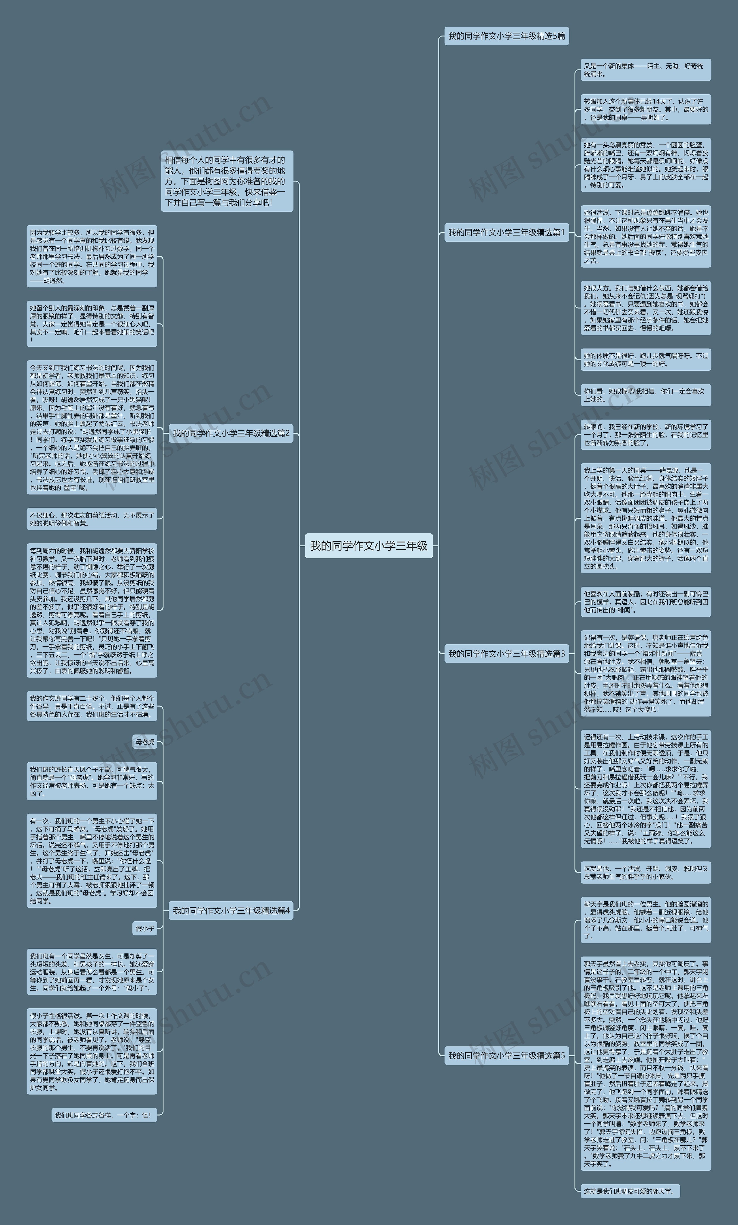 我的同学作文小学三年级思维导图