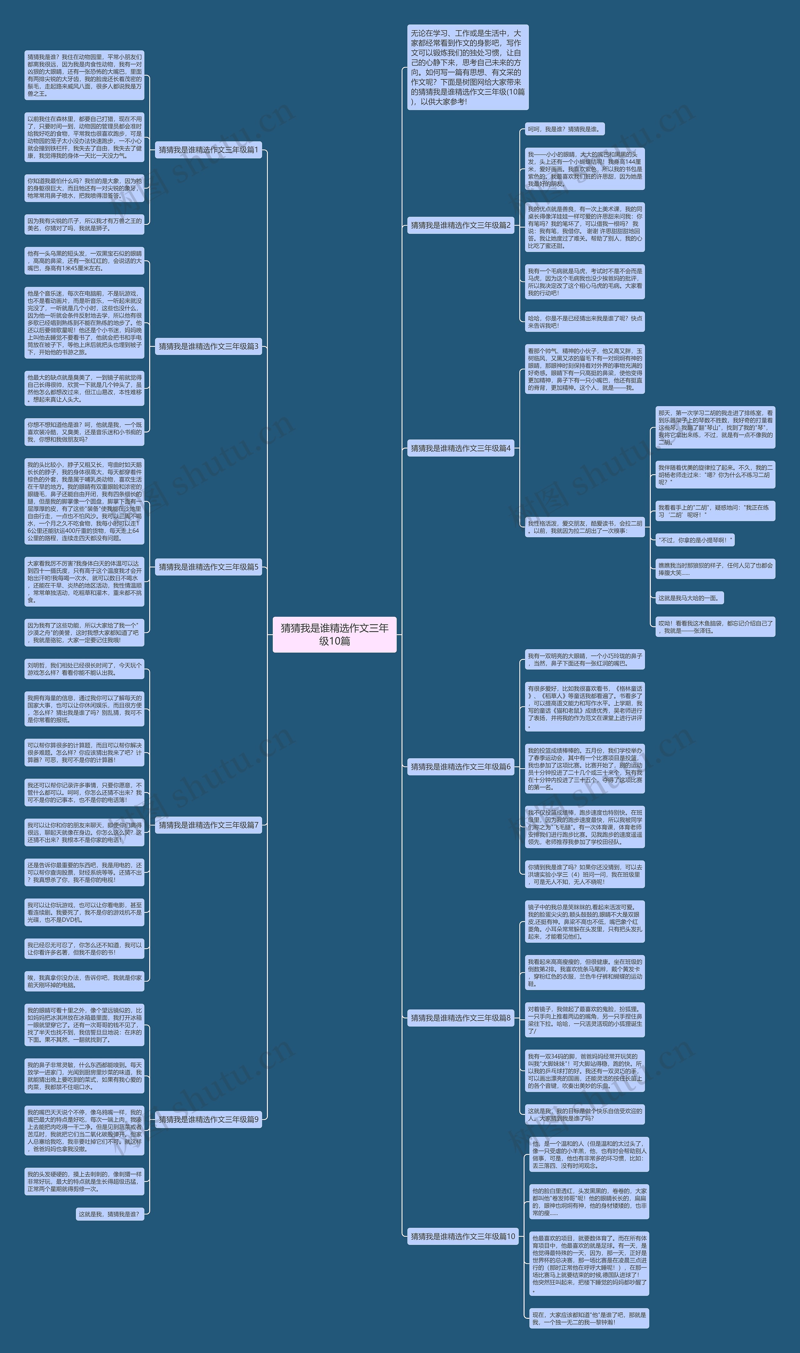 猜猜我是谁精选作文三年级10篇思维导图