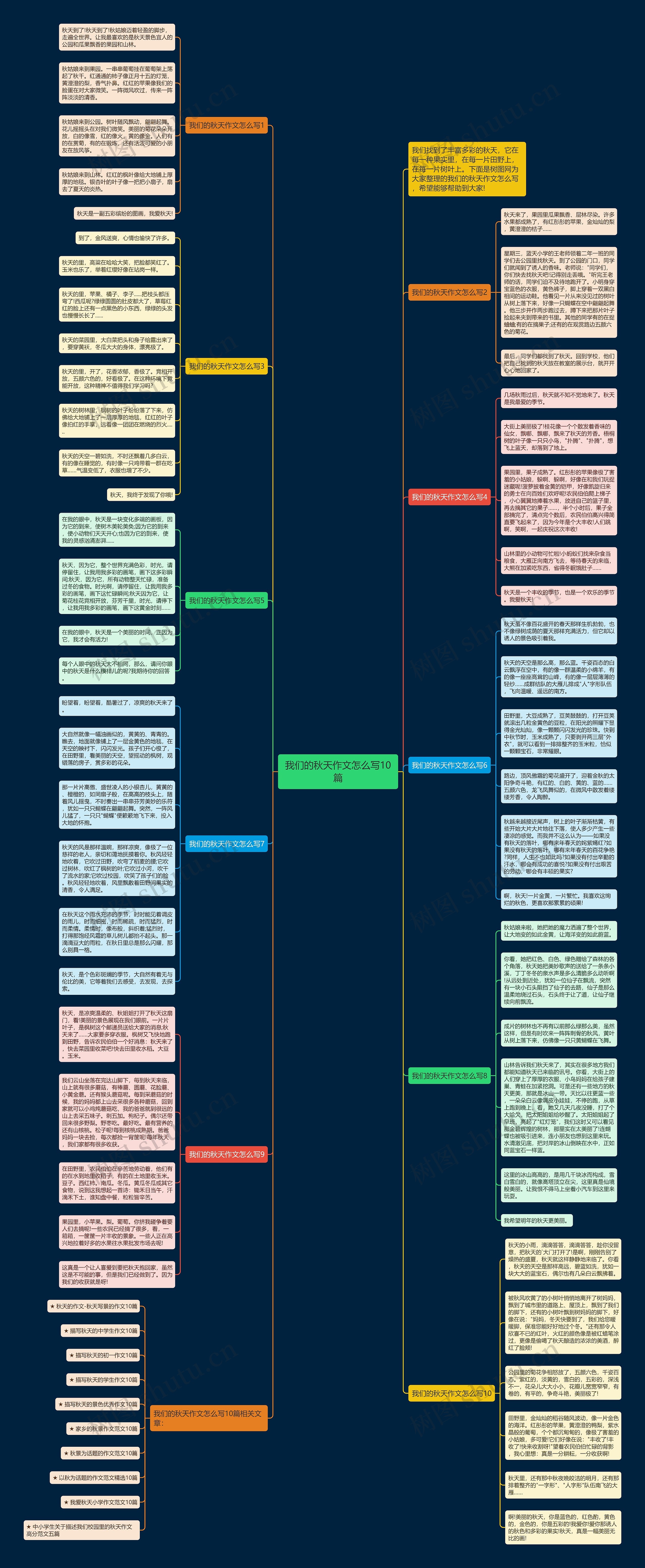 我们的秋天作文怎么写10篇思维导图