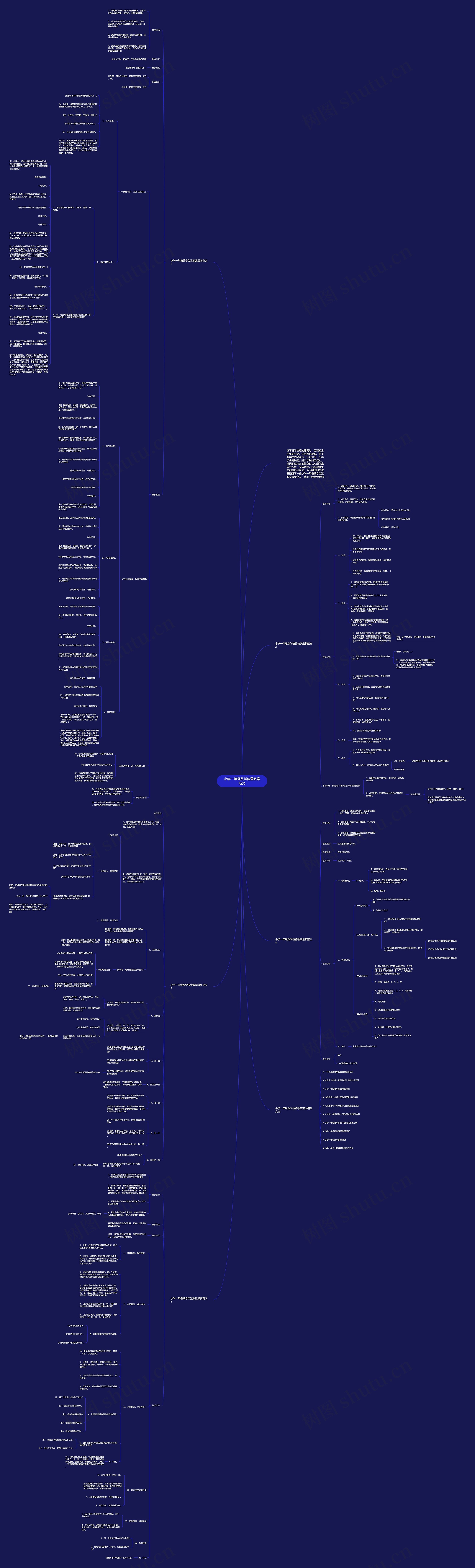 小学一年级数学位置教案范文思维导图