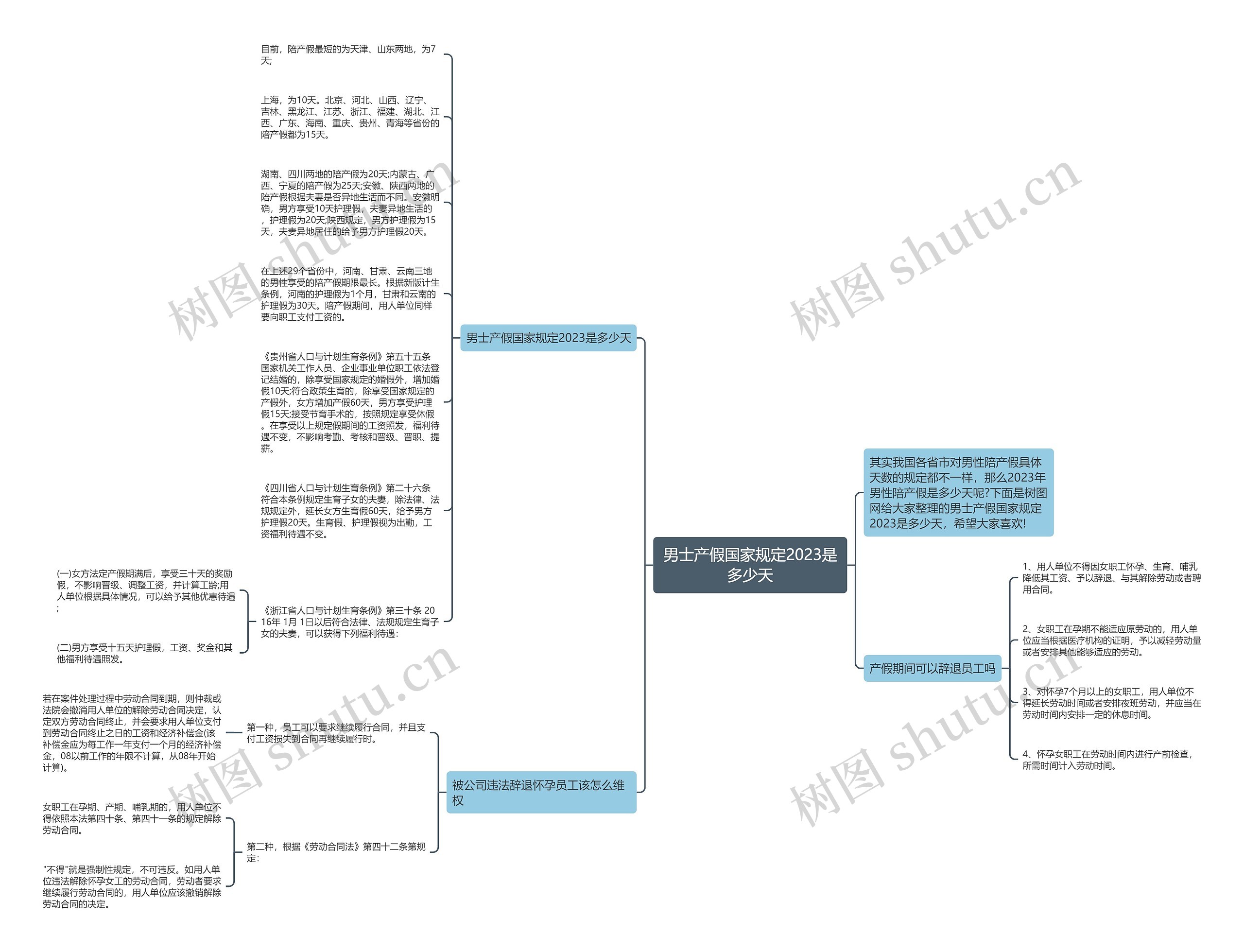 男士产假国家规定2023是多少天思维导图