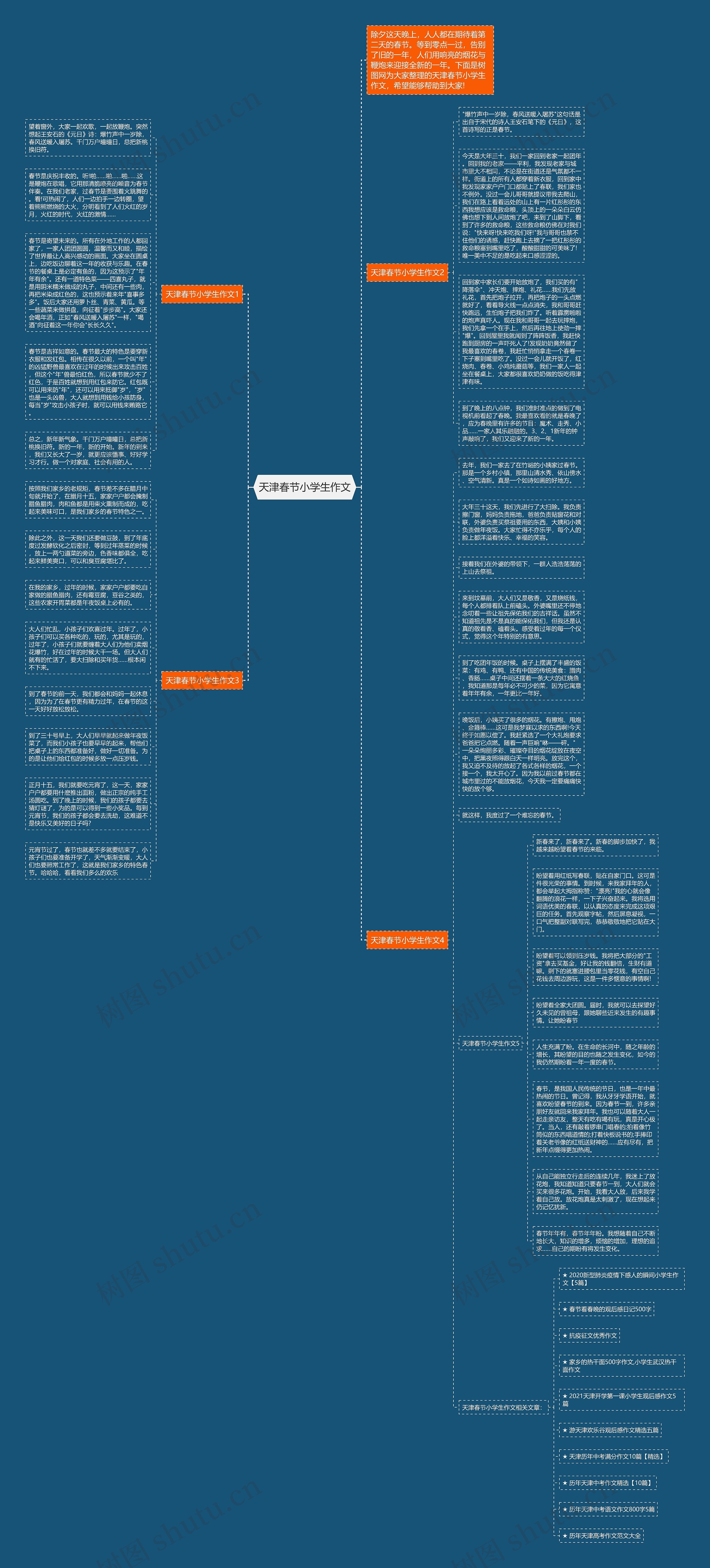 天津春节小学生作文思维导图