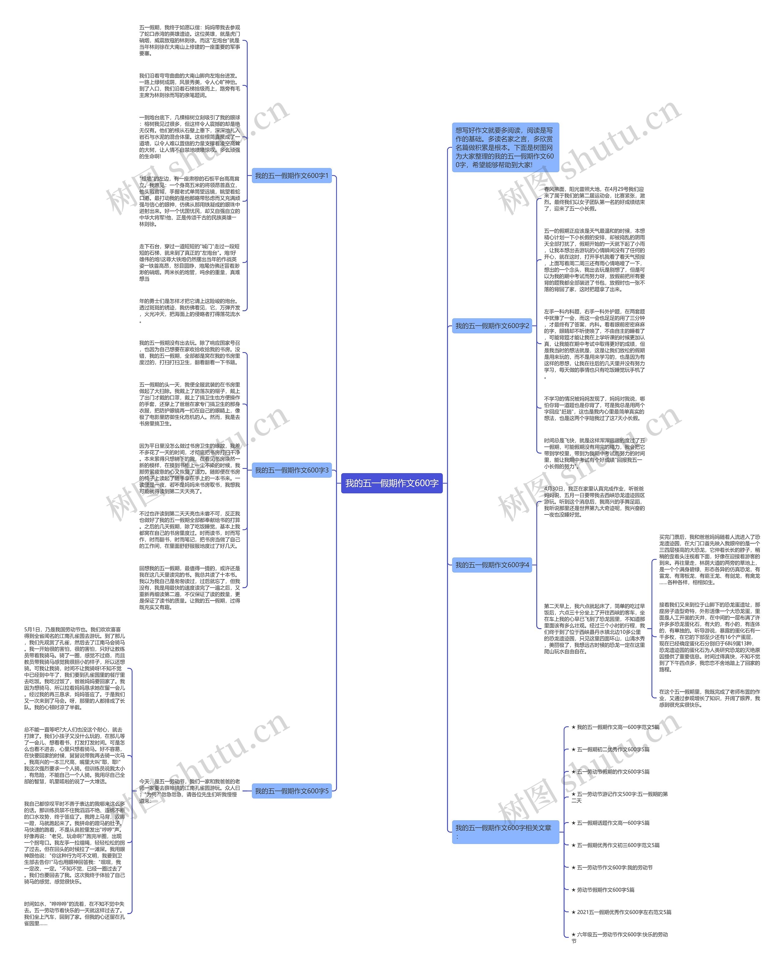 我的五一假期作文600字思维导图