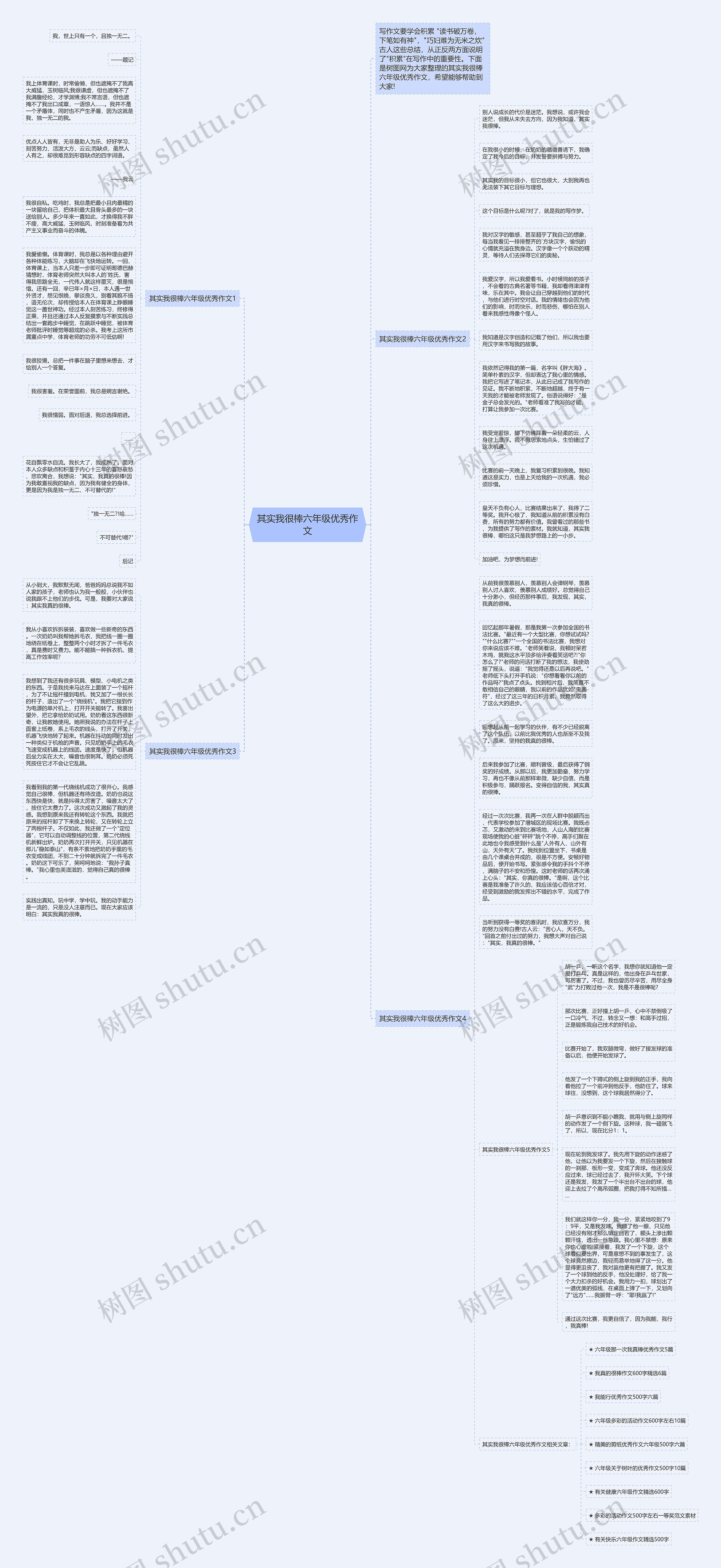 其实我很棒六年级优秀作文思维导图