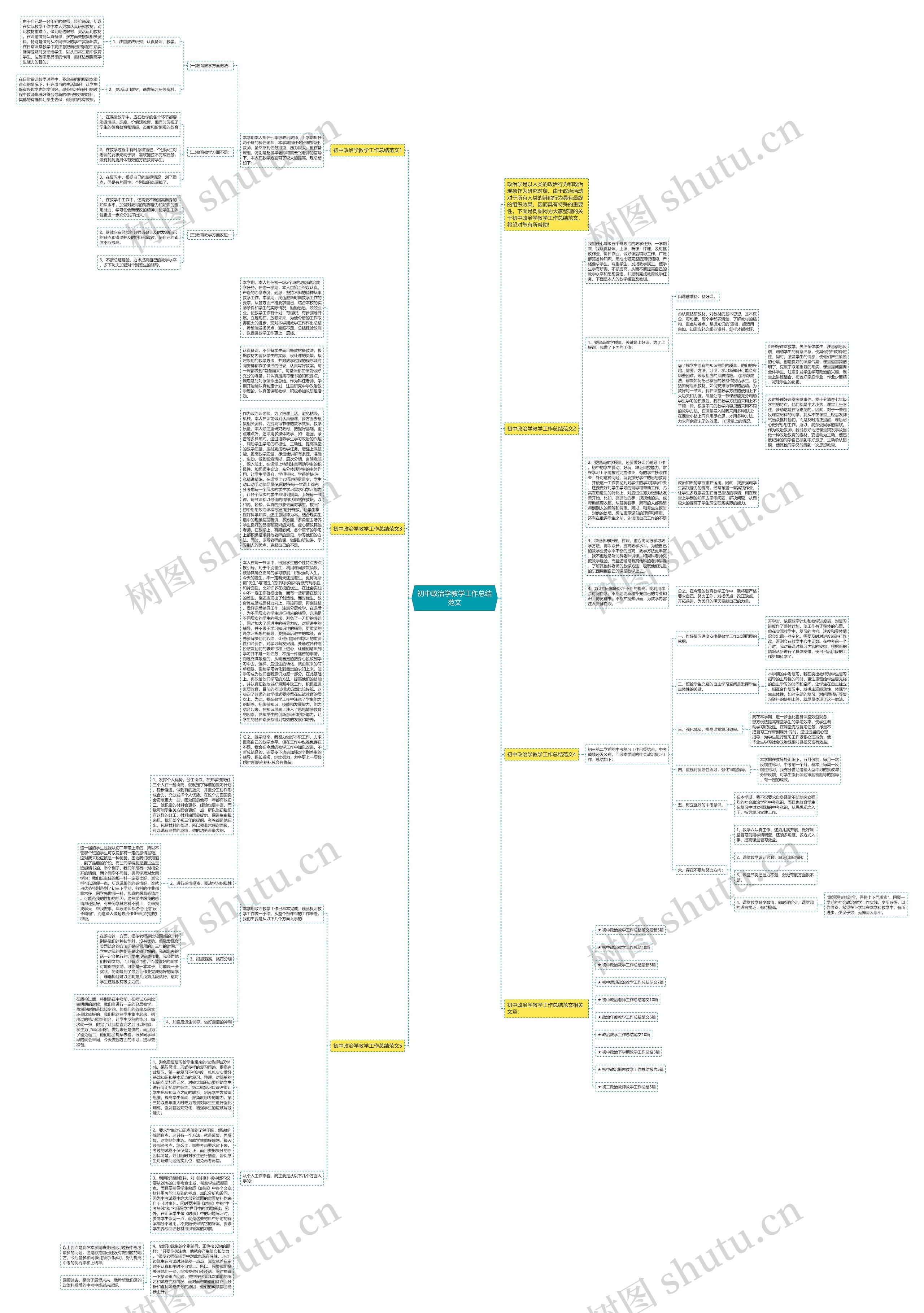 初中政治学教学工作总结范文思维导图
