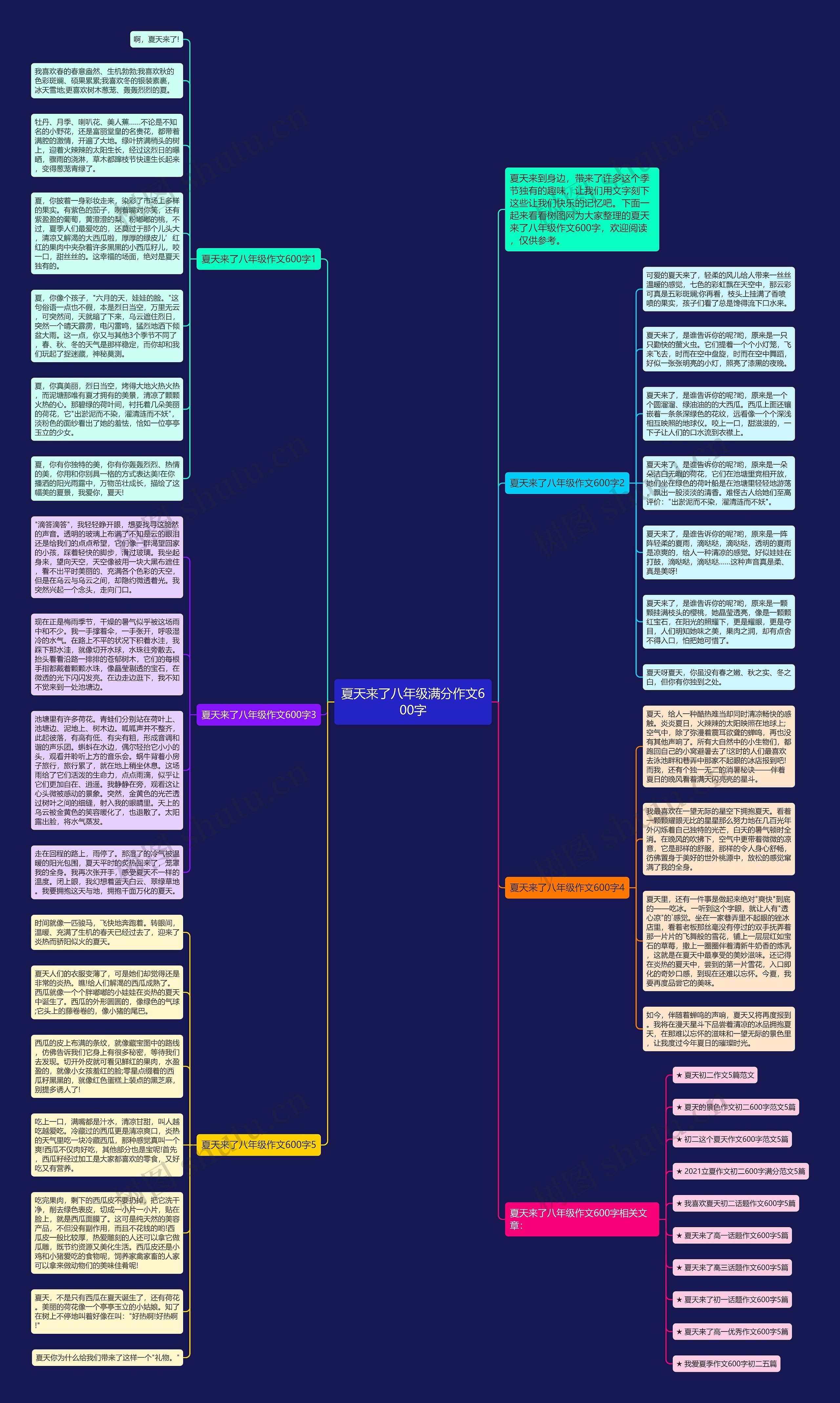 夏天来了八年级满分作文600字思维导图