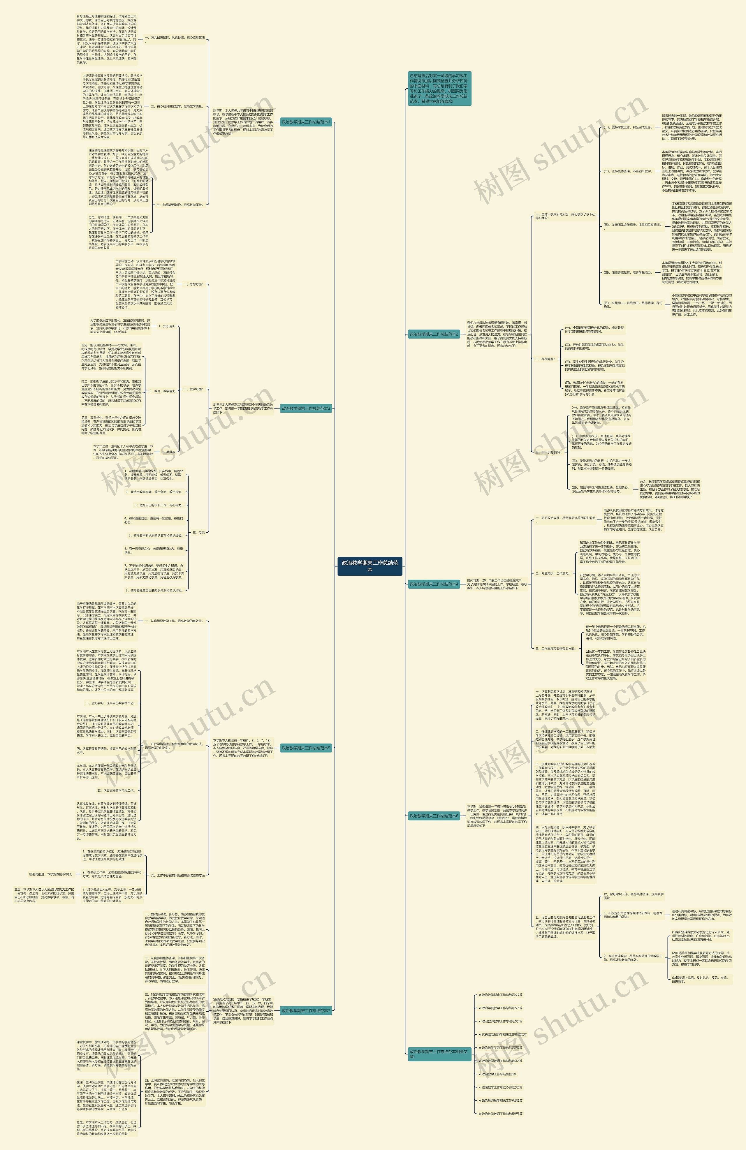 政治教学期末工作总结范本思维导图