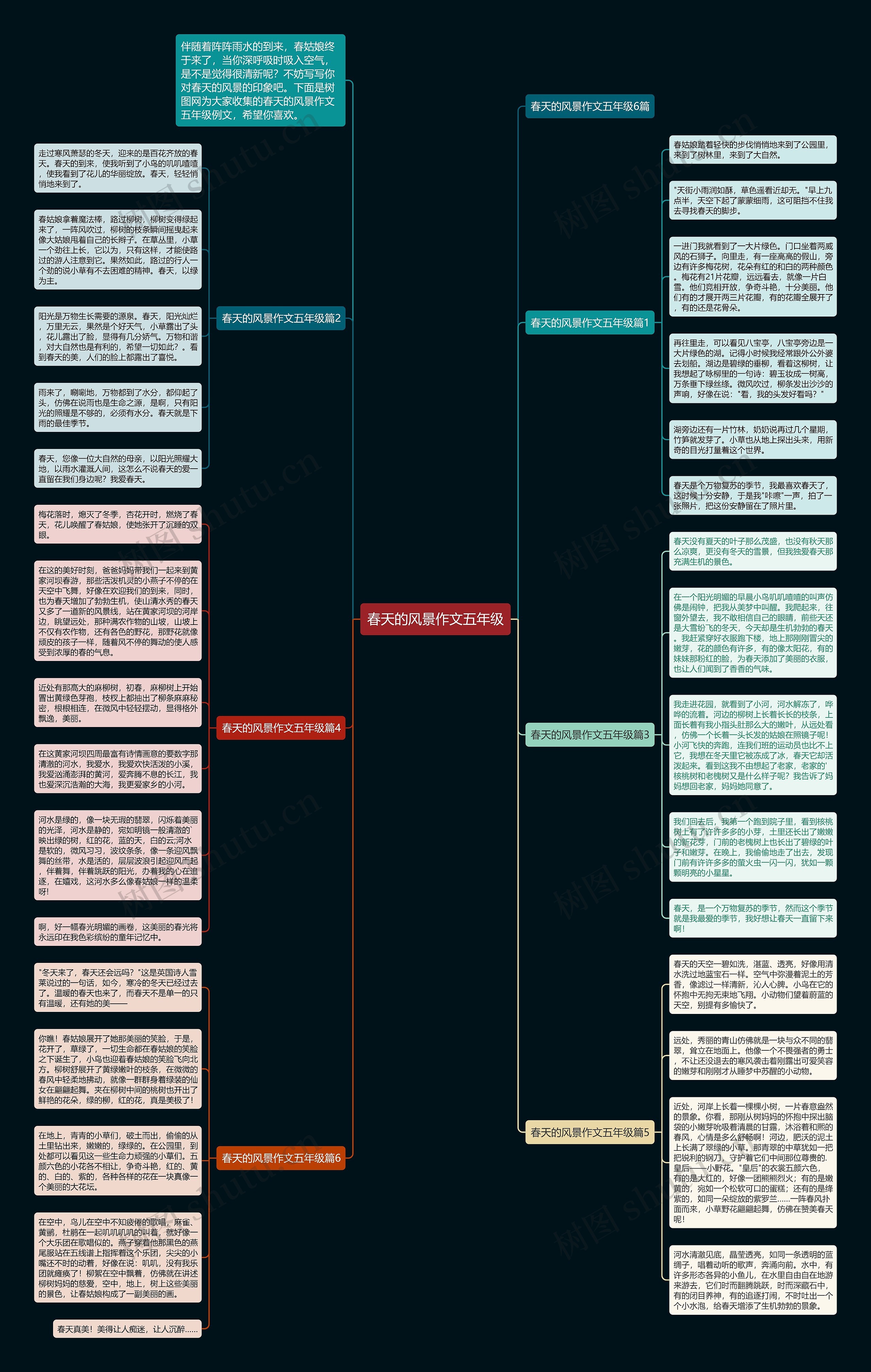 春天的风景作文五年级思维导图