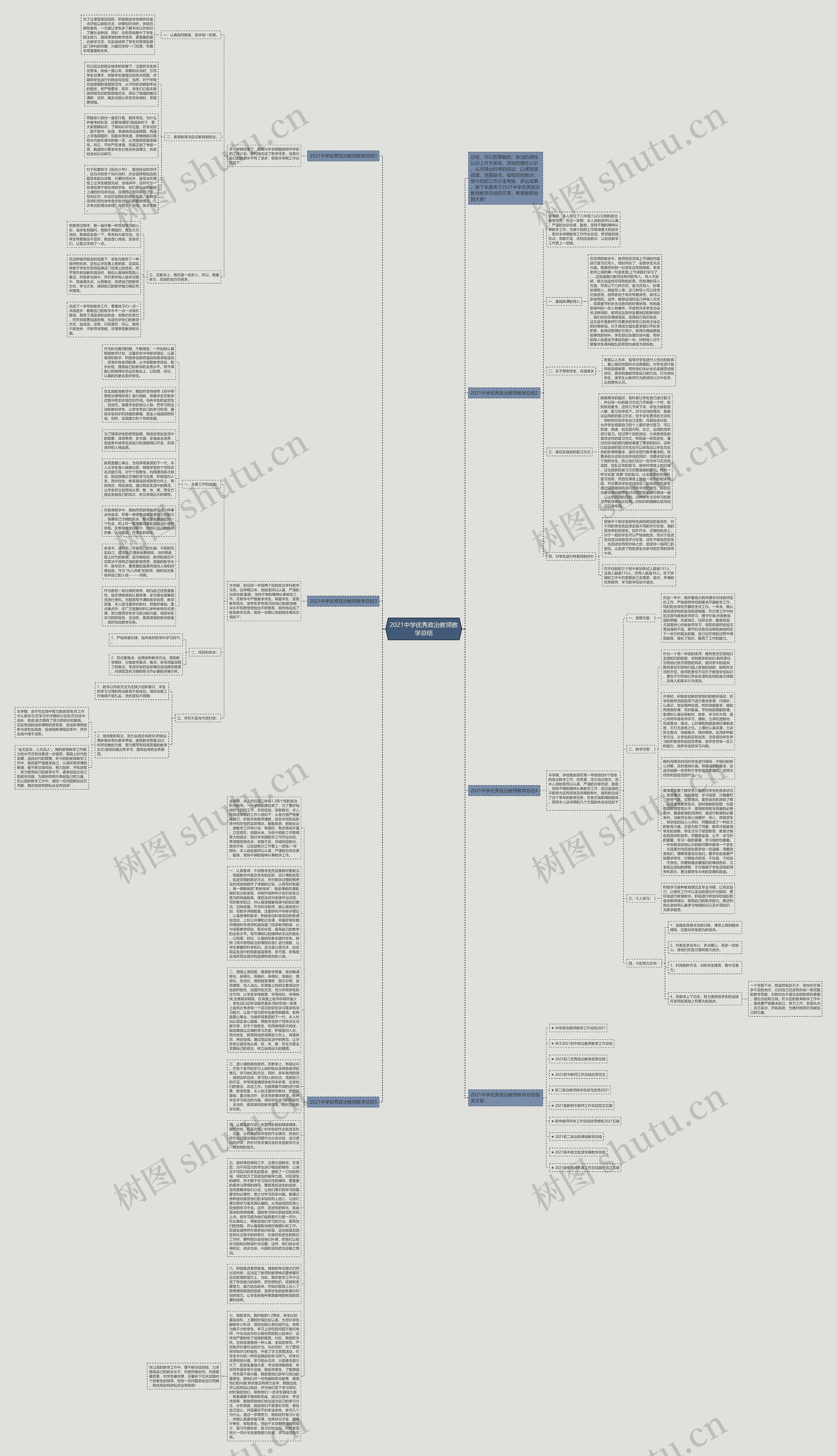 2021中学优秀政治教师教学总结思维导图