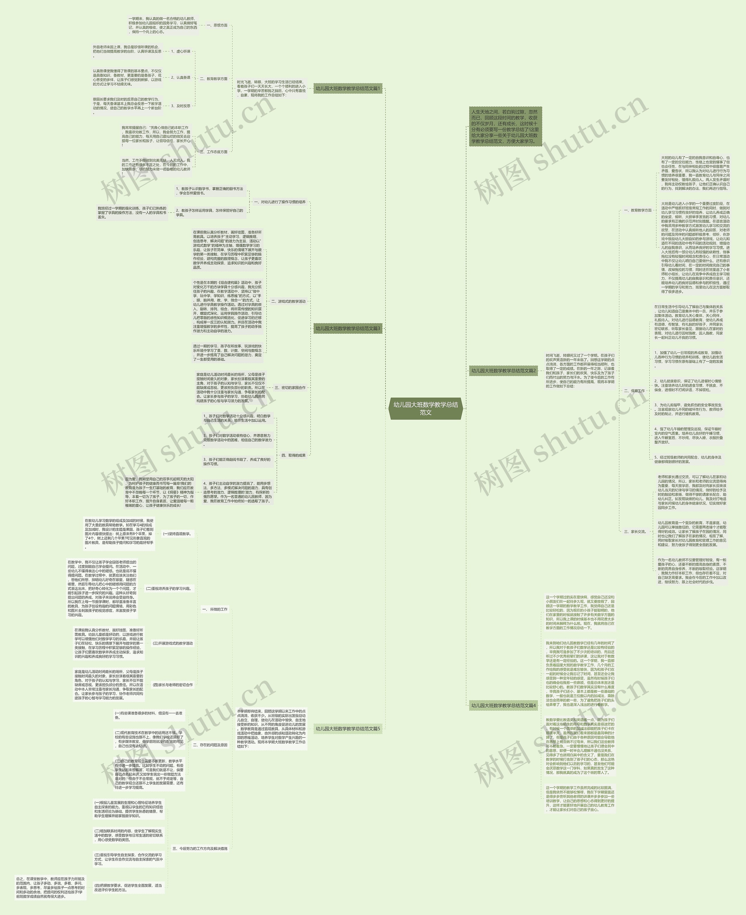 幼儿园大班数学教学总结范文思维导图