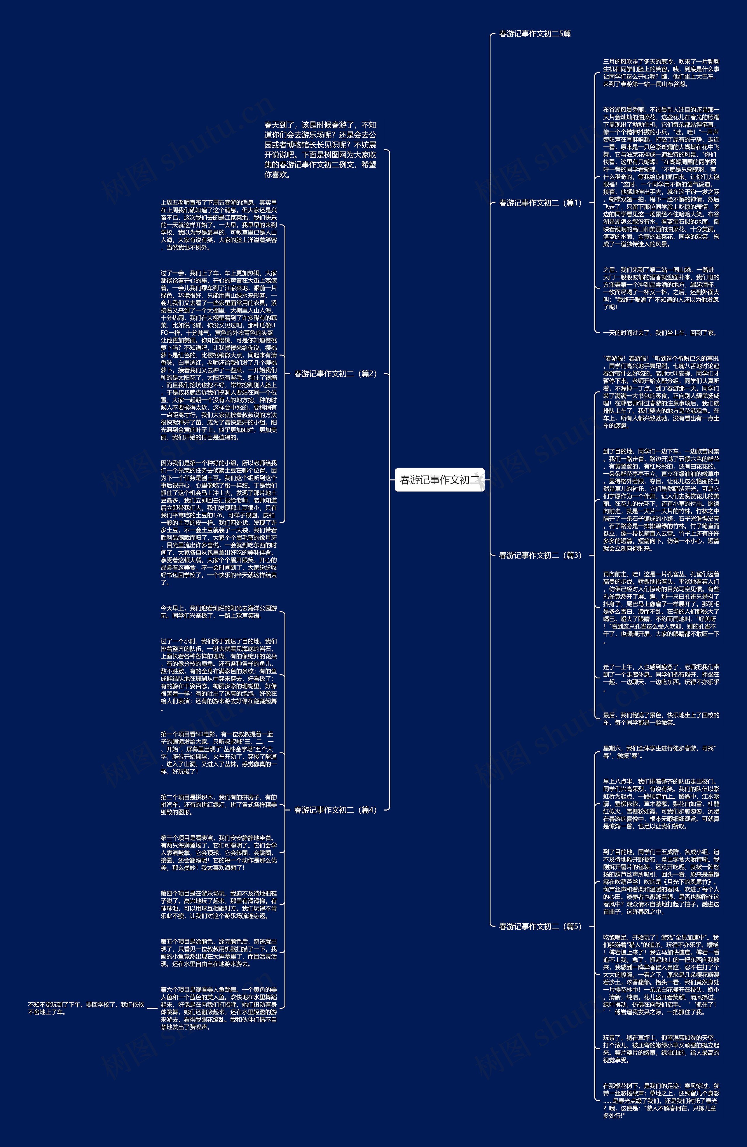 春游记事作文初二思维导图