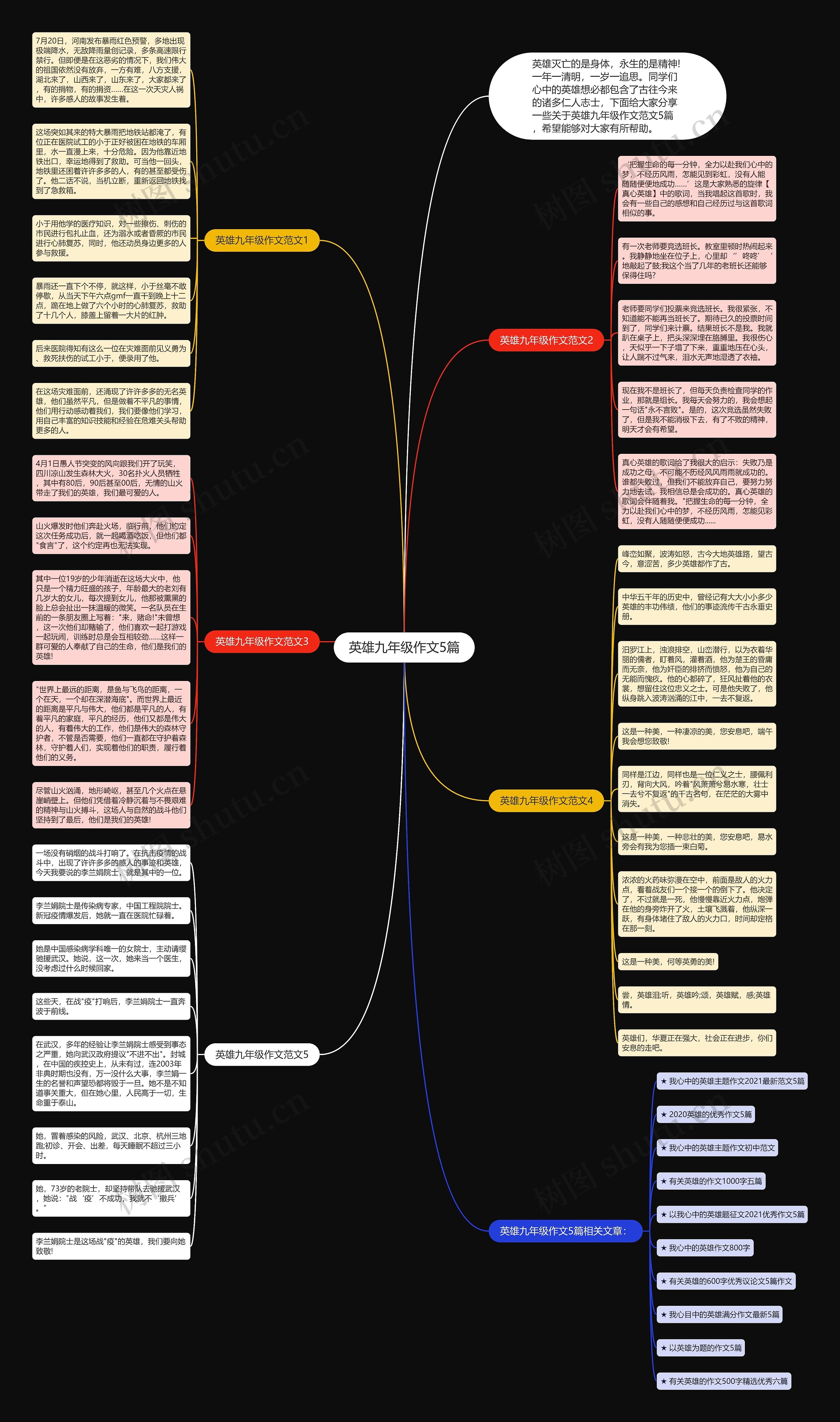 英雄九年级作文5篇思维导图