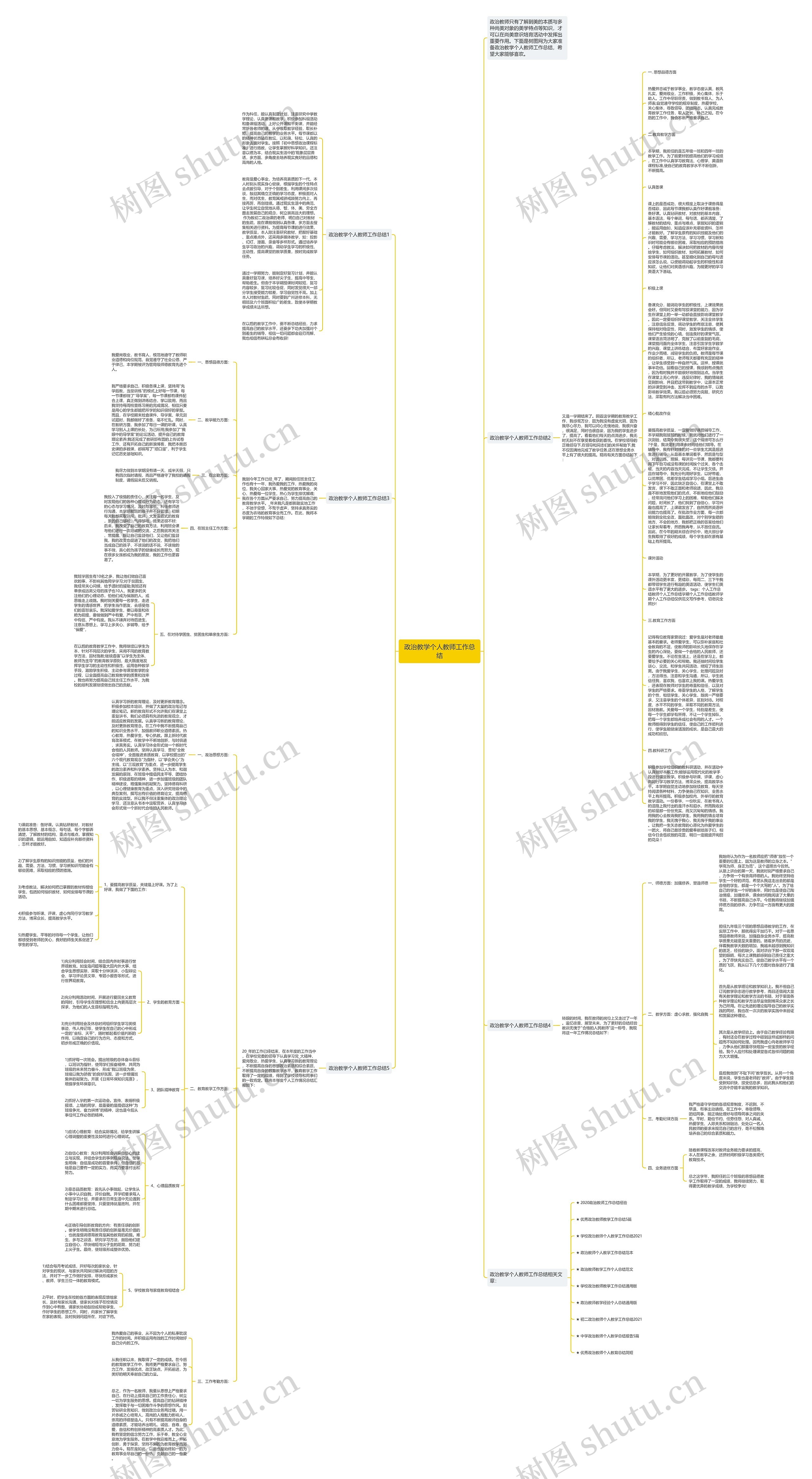 政治教学个人教师工作总结思维导图