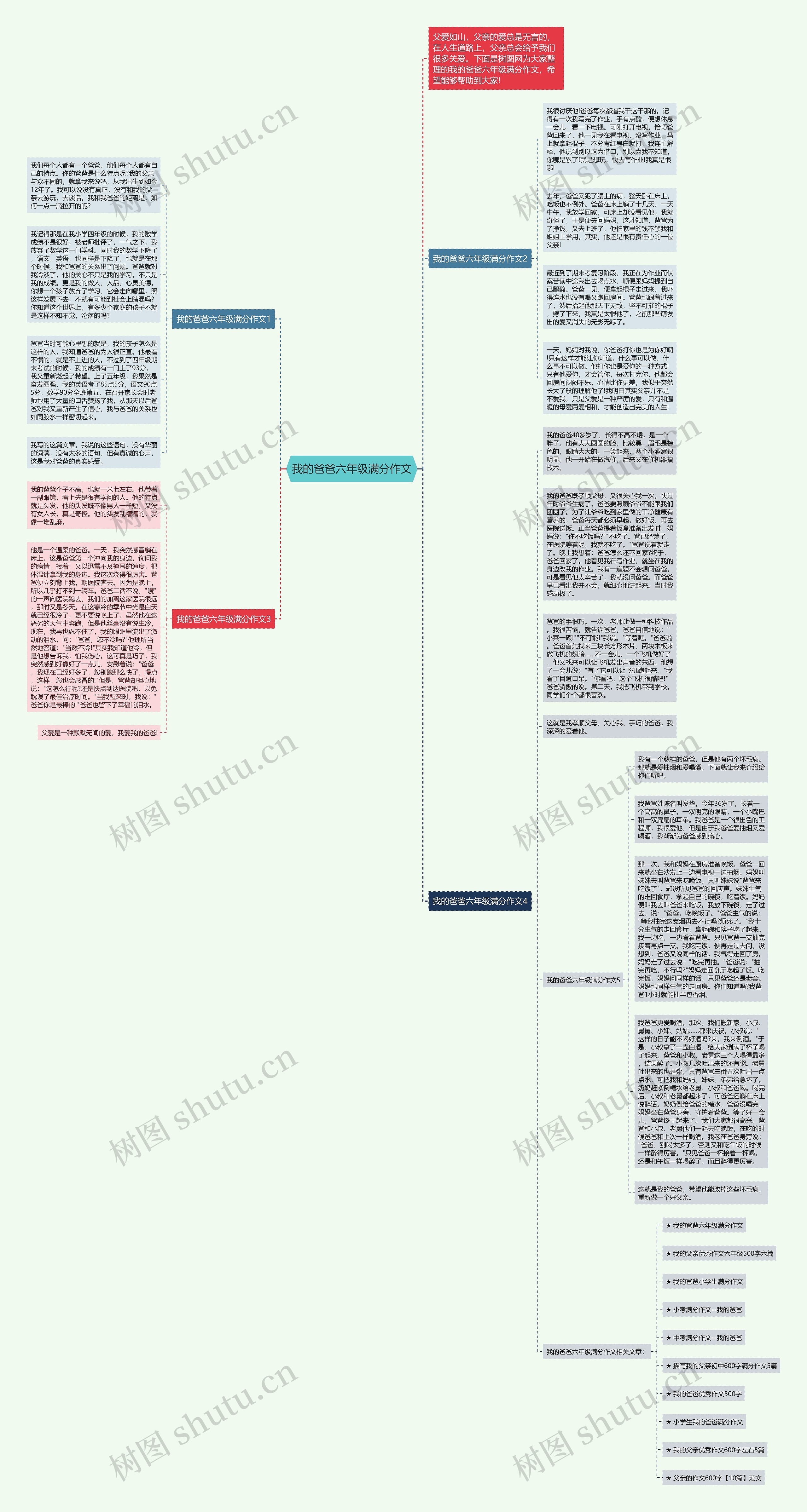 我的爸爸六年级满分作文思维导图