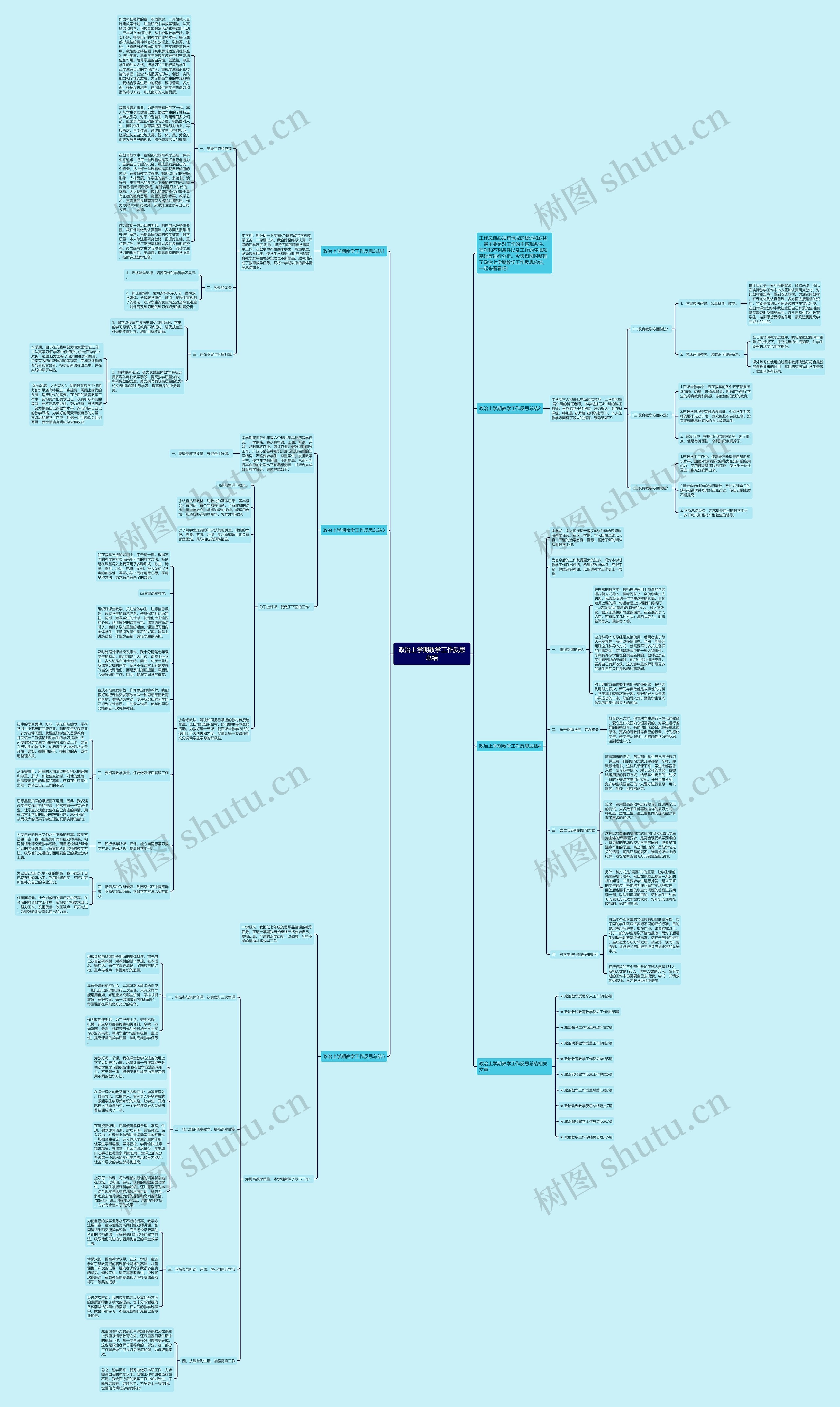 政治上学期教学工作反思总结思维导图