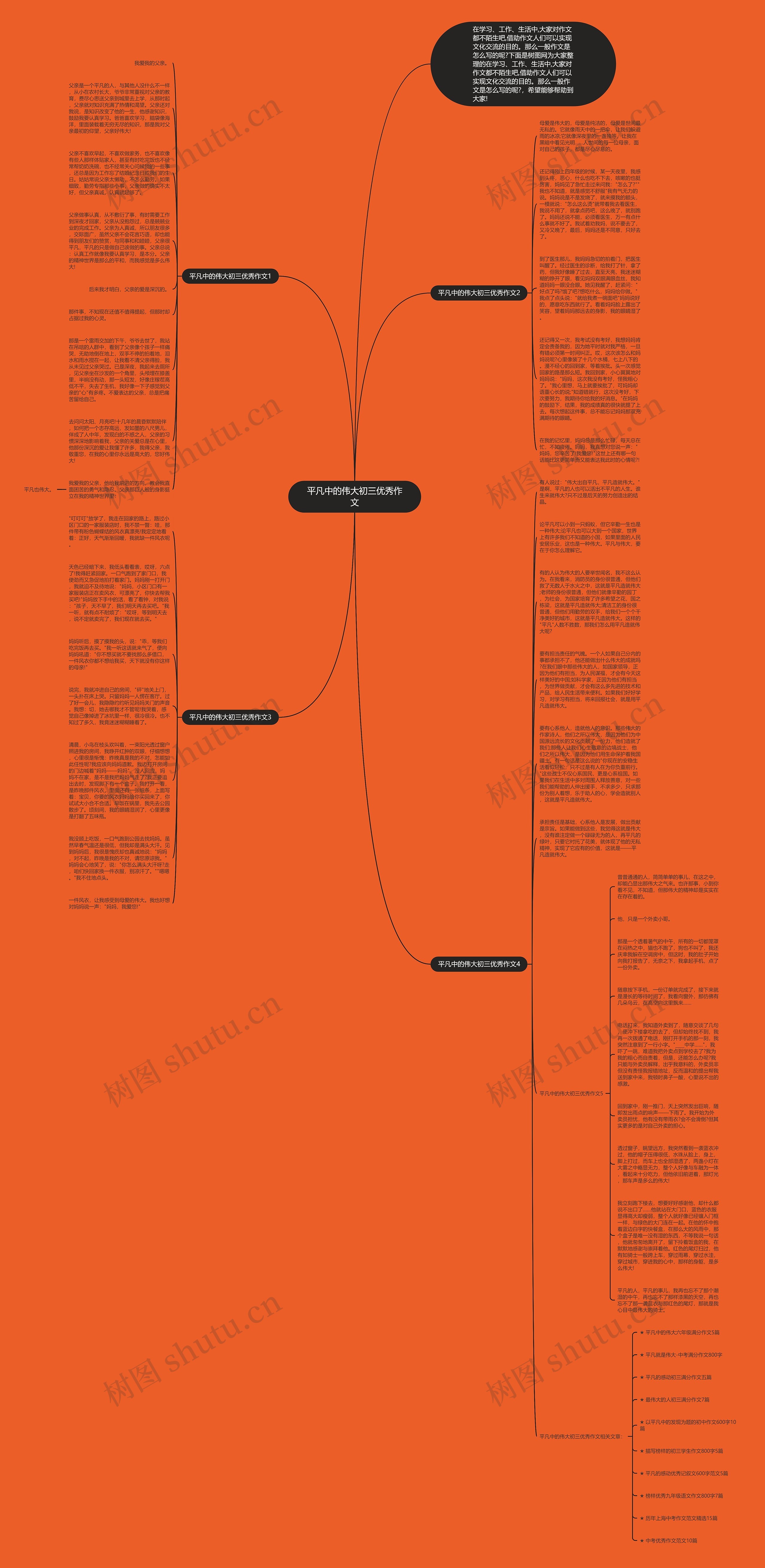 平凡中的伟大初三优秀作文思维导图
