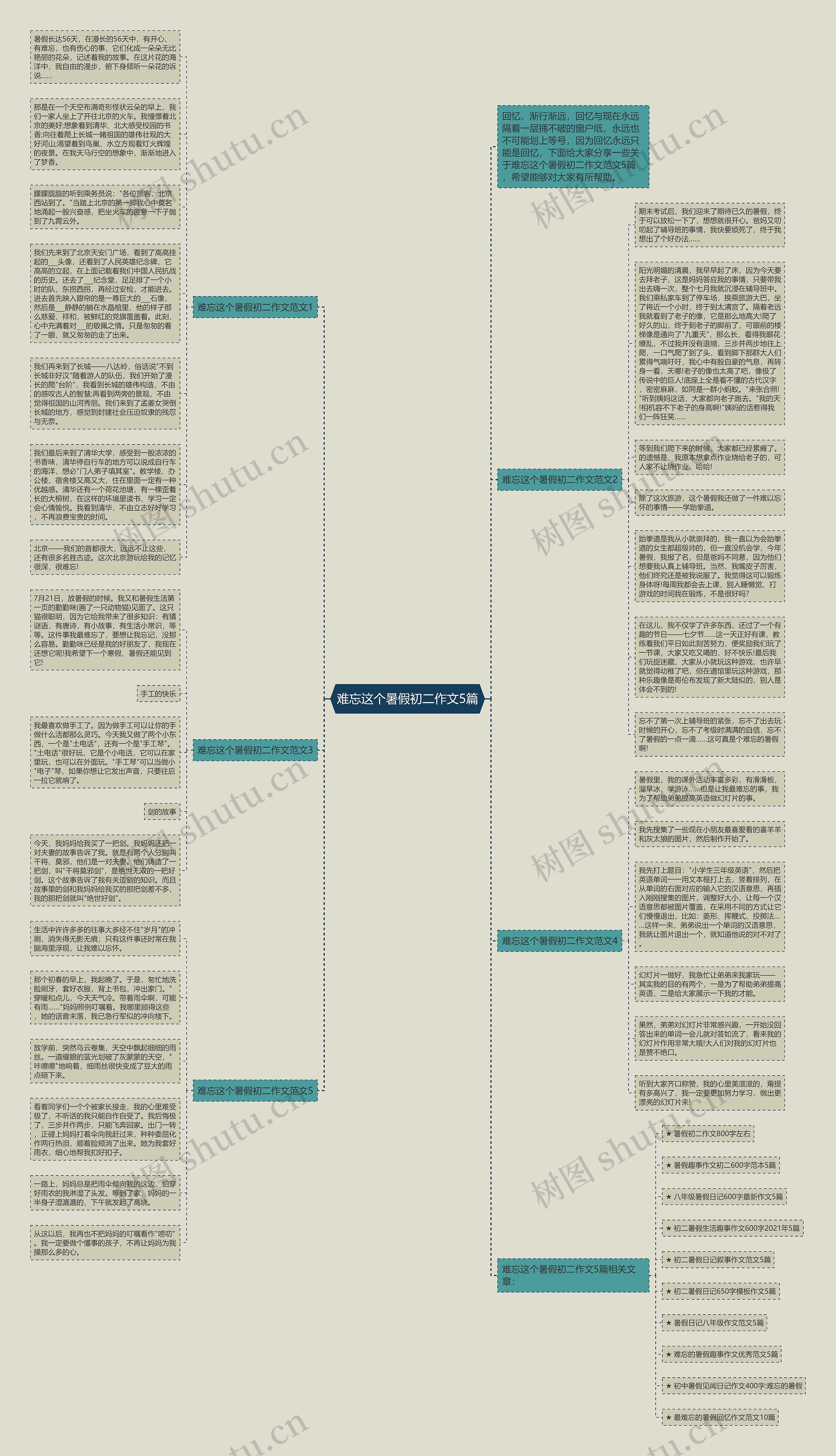 难忘这个暑假初二作文5篇思维导图