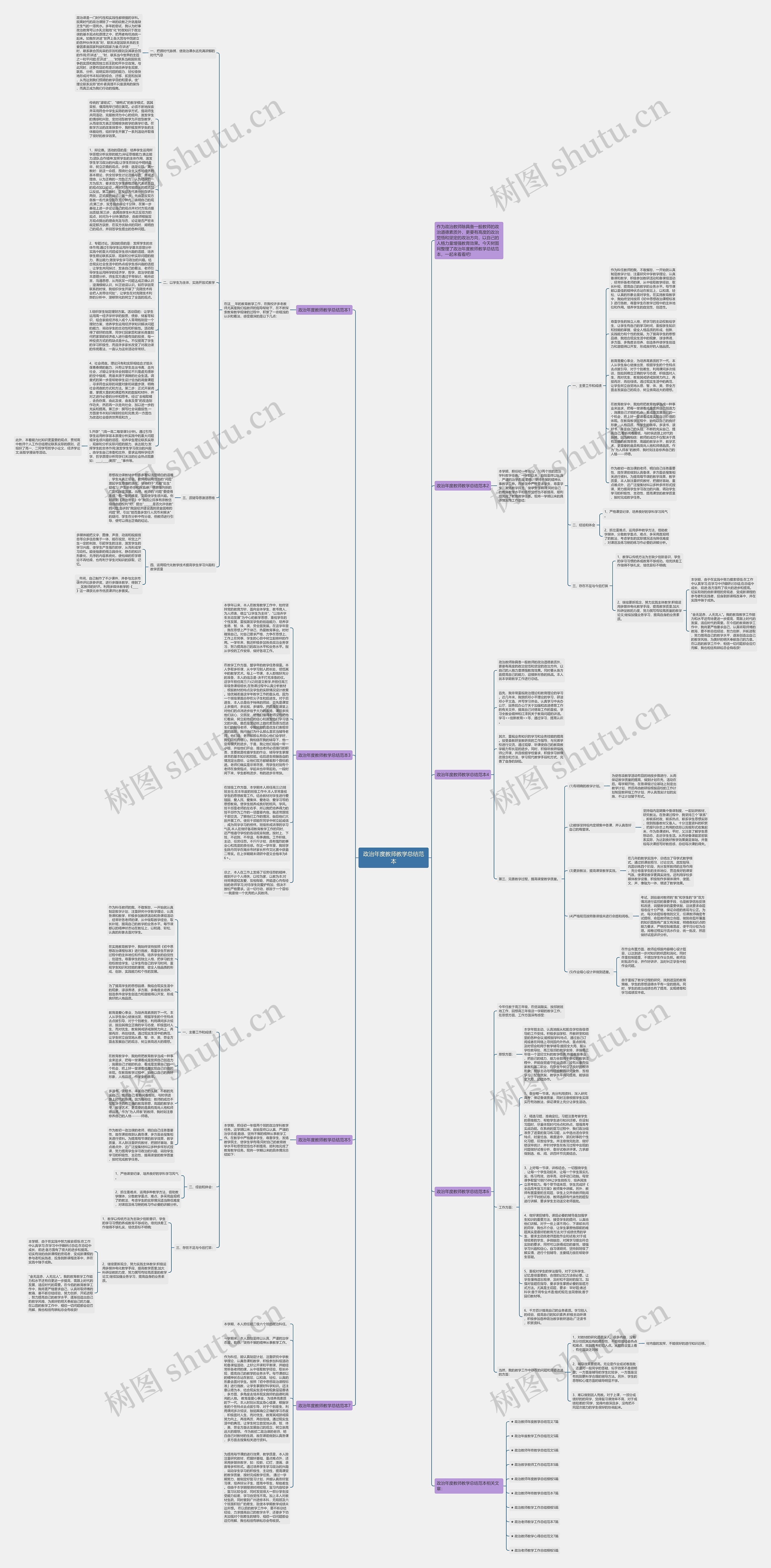 政治年度教师教学总结范本思维导图