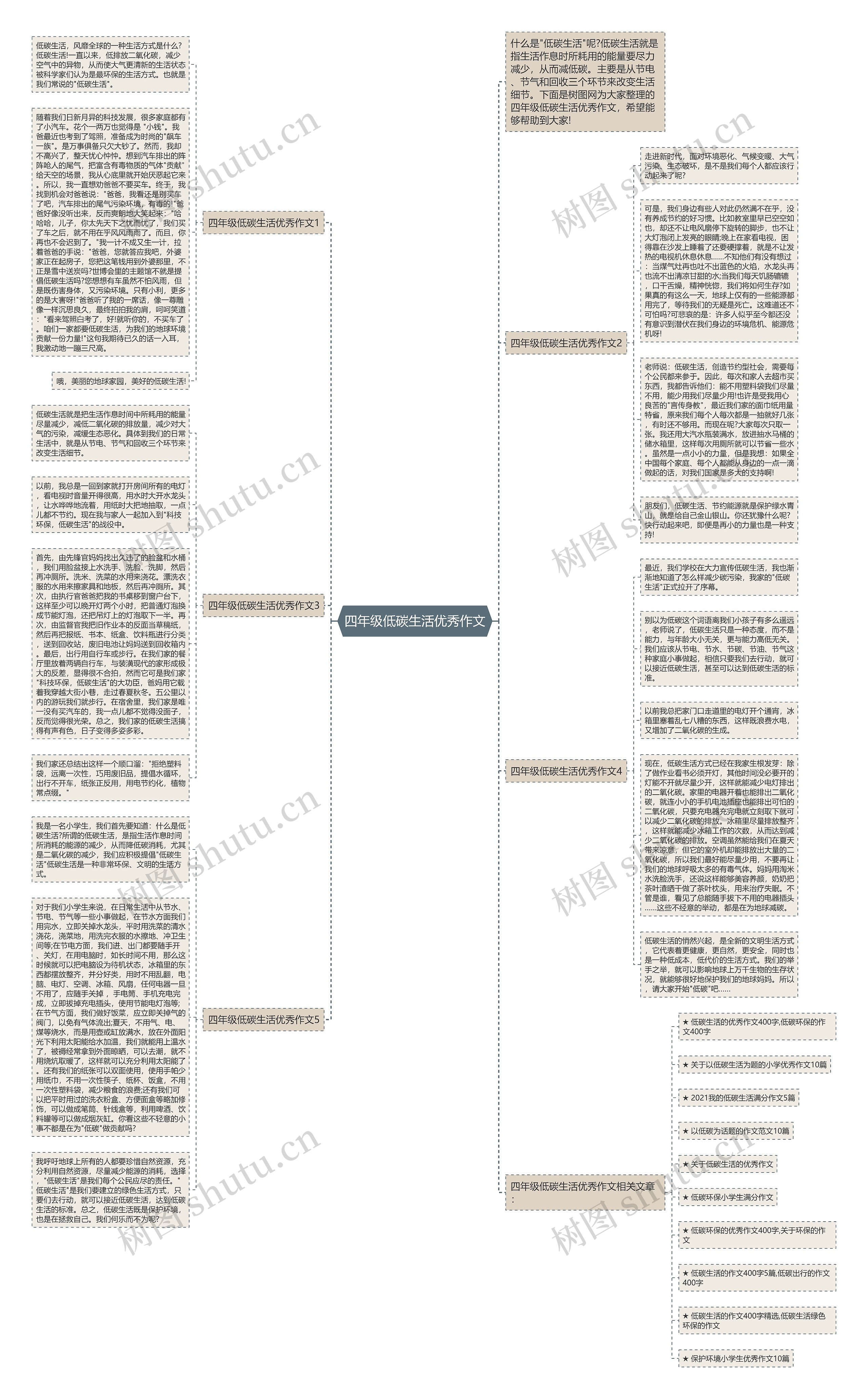 四年级低碳生活优秀作文思维导图