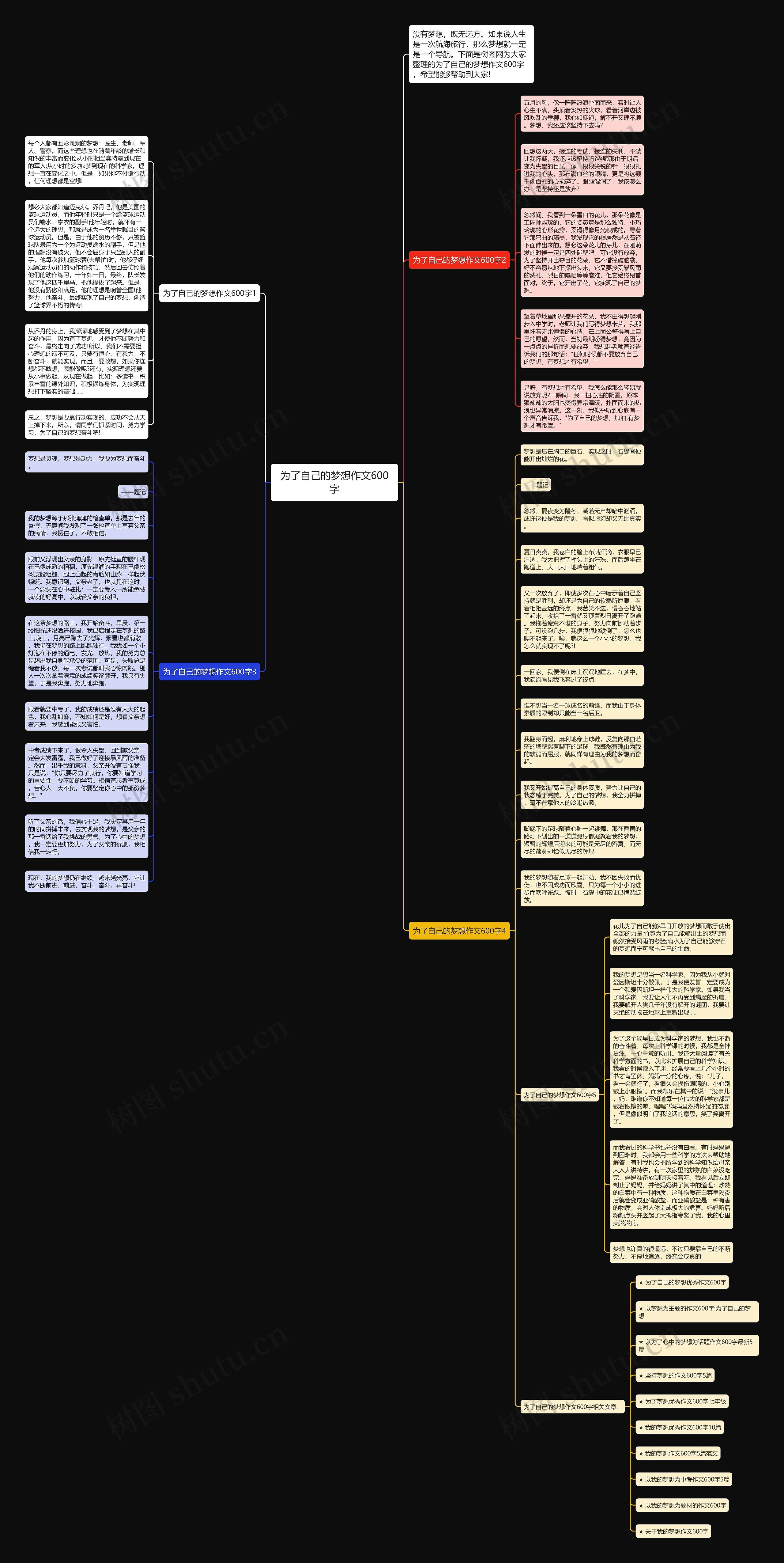 为了自己的梦想作文600字思维导图