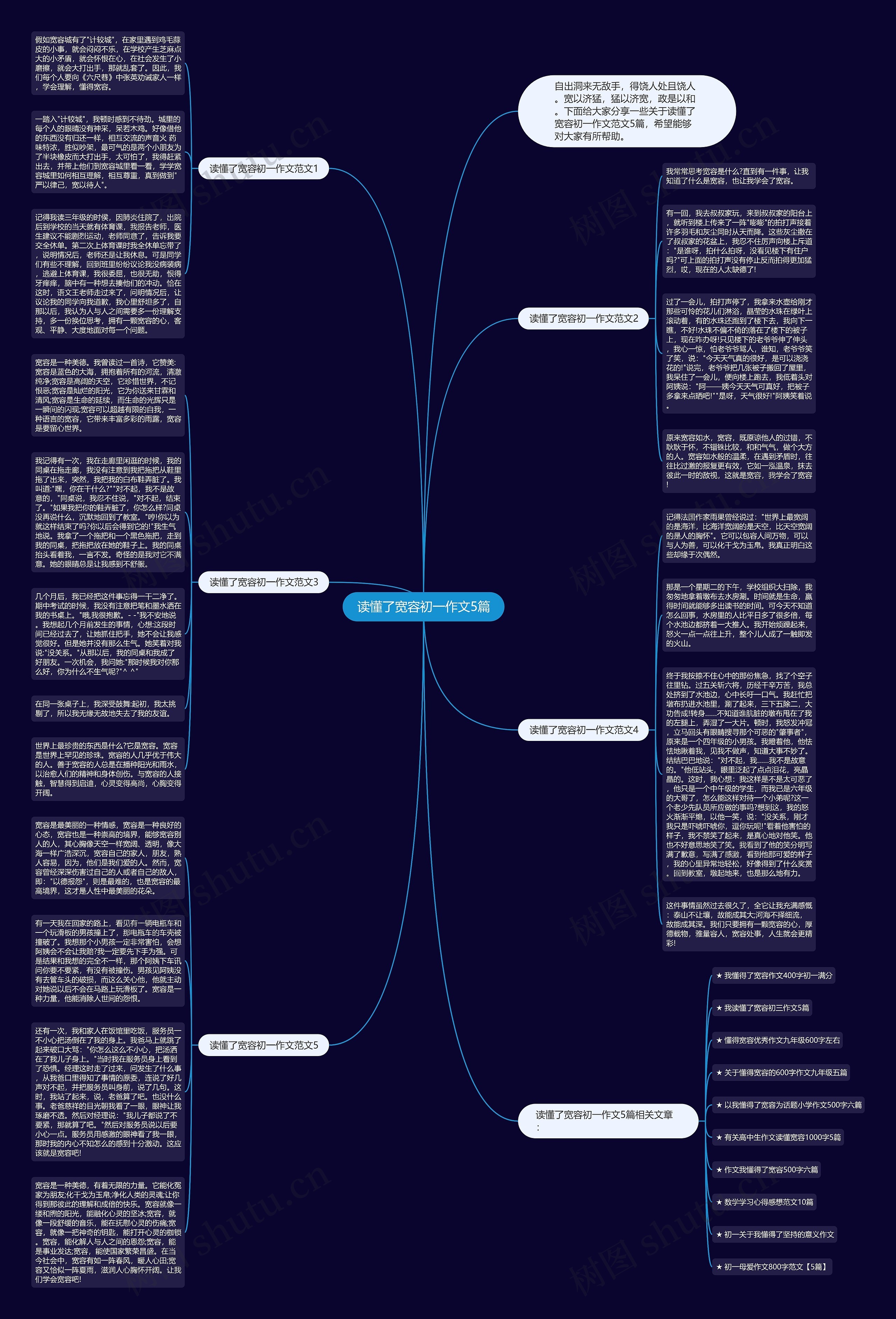 读懂了宽容初一作文5篇思维导图