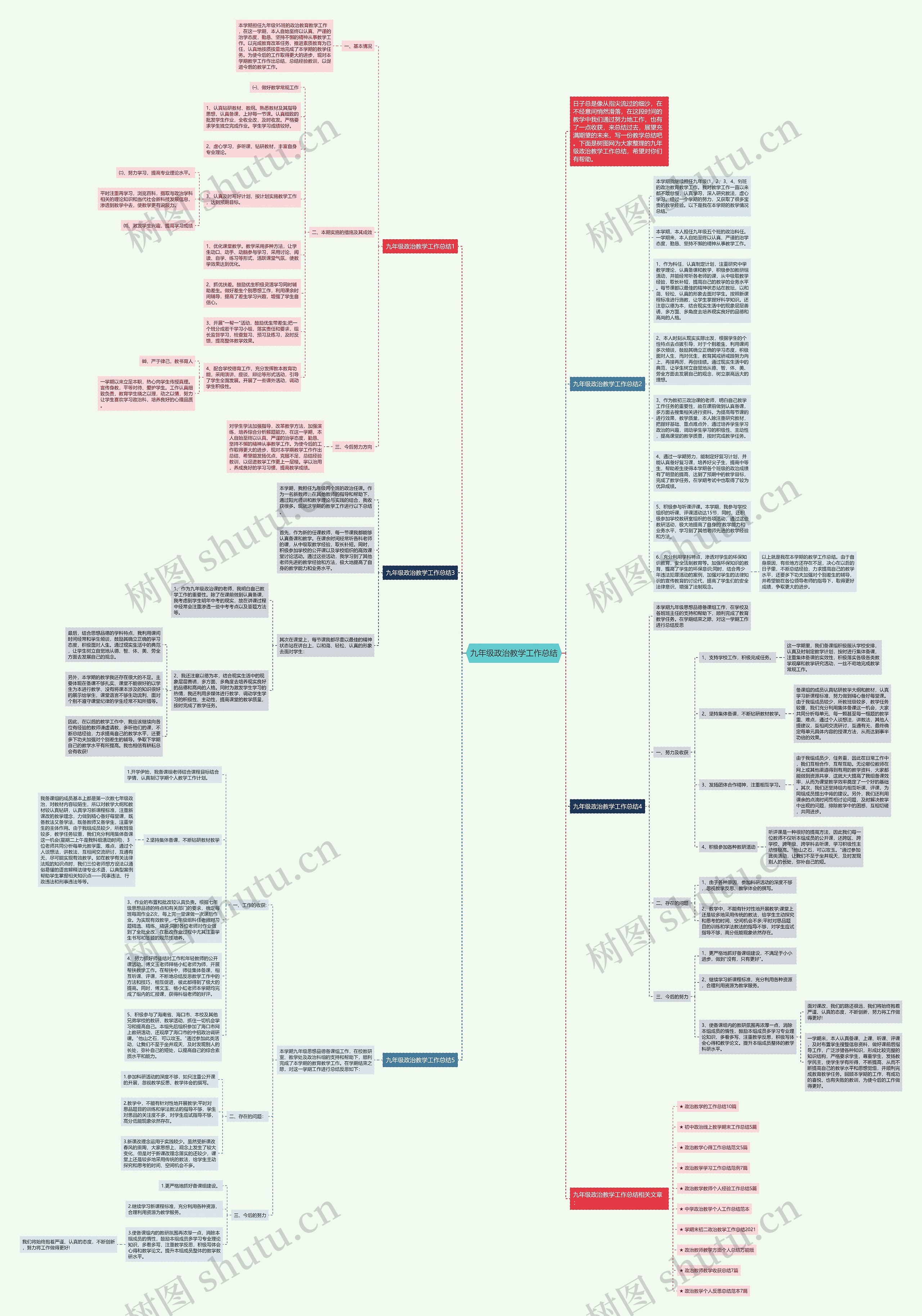 九年级政治教学工作总结思维导图