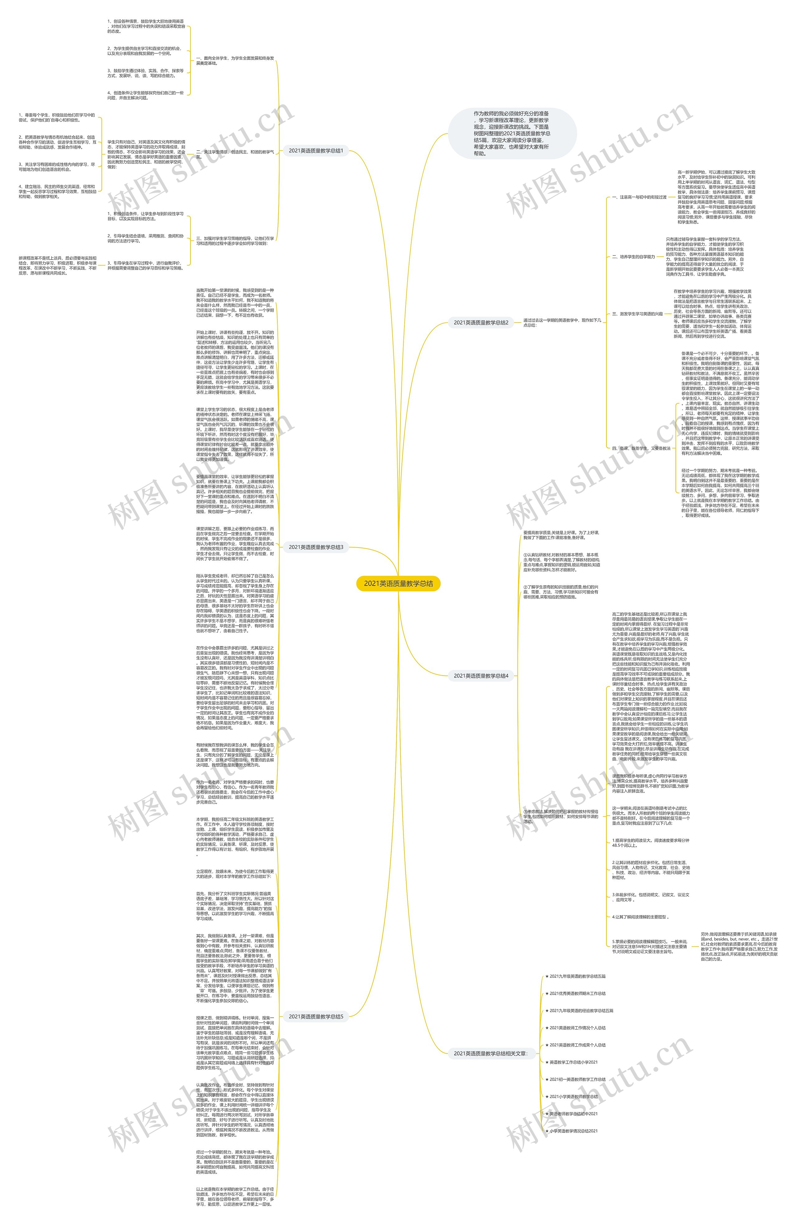 2021英语质量教学总结思维导图