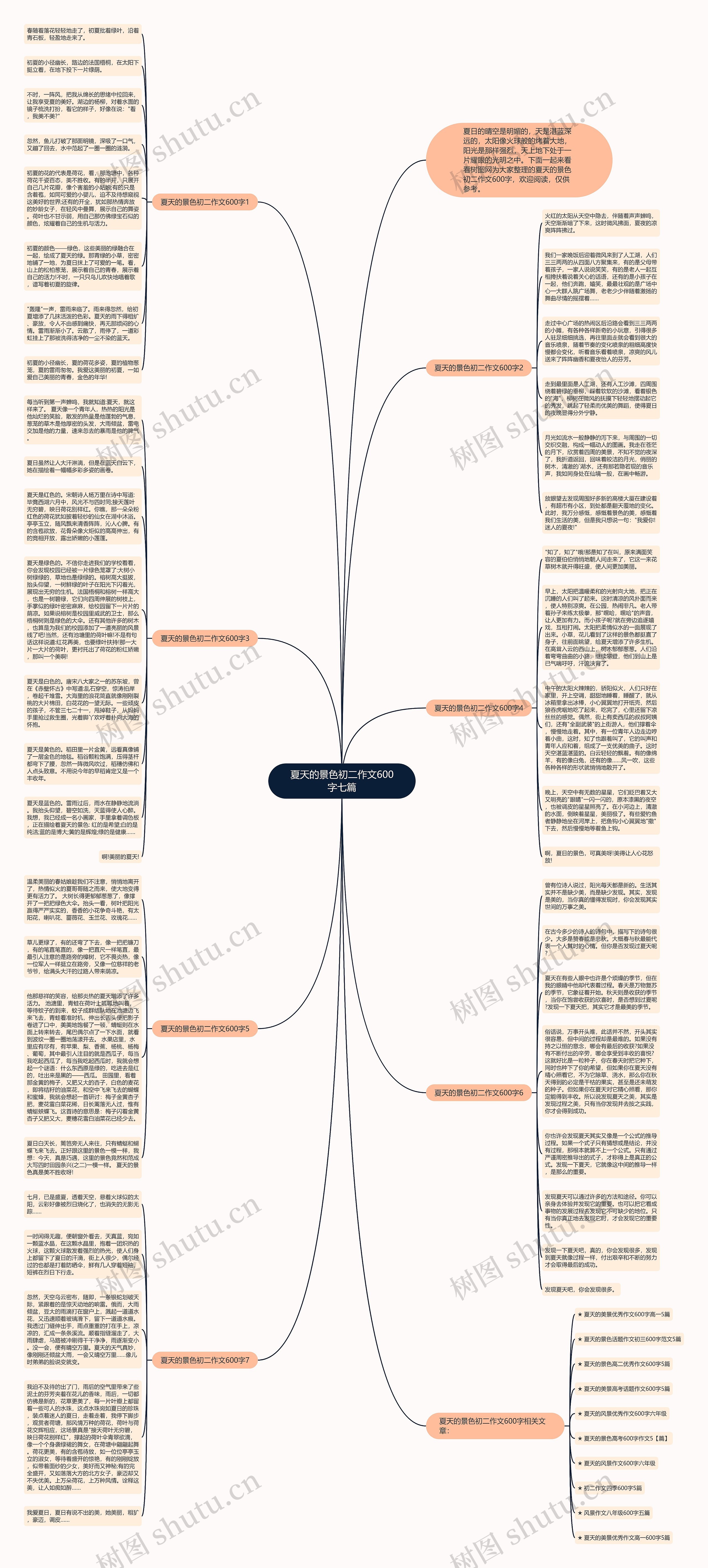 夏天的景色初二作文600字七篇思维导图