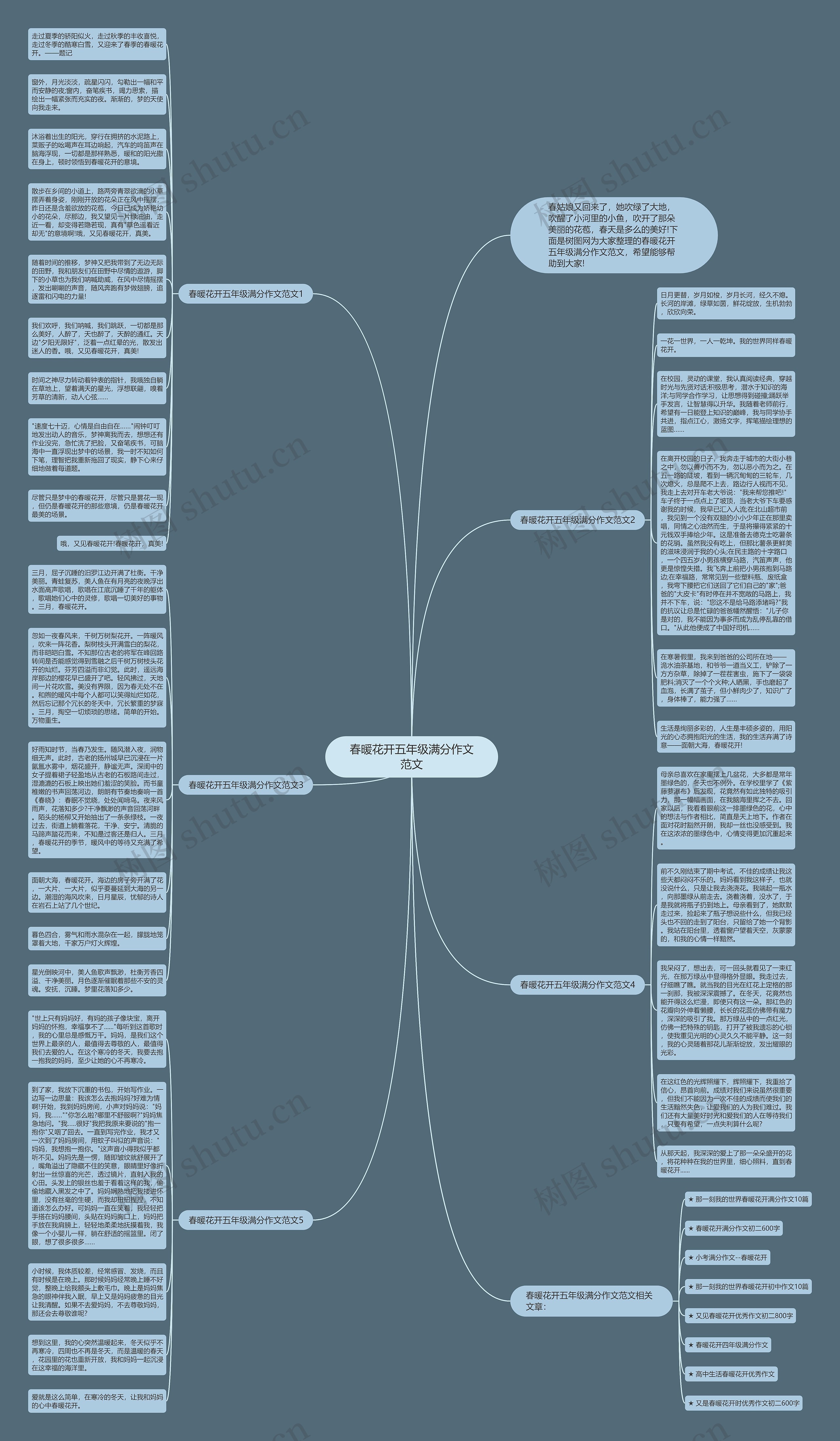 春暖花开五年级满分作文范文思维导图