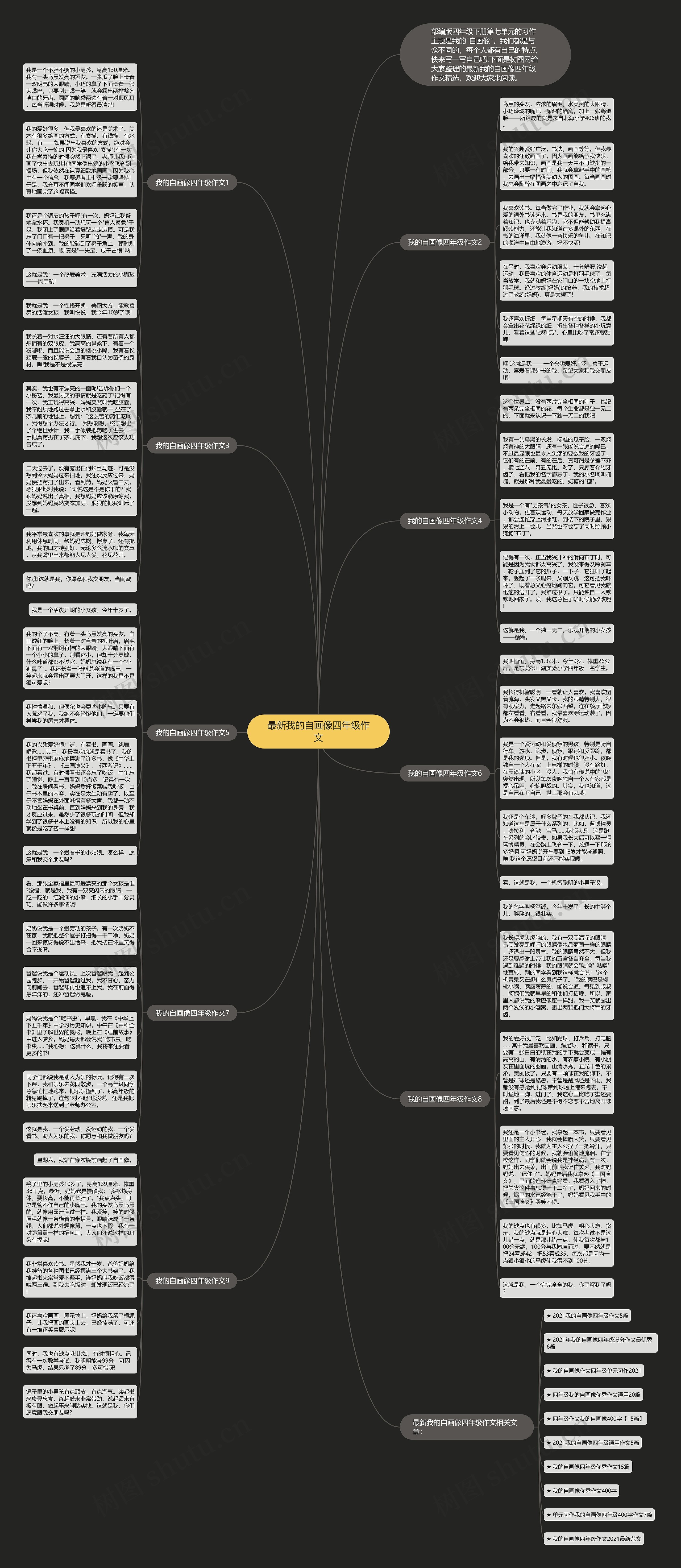 最新我的自画像四年级作文思维导图